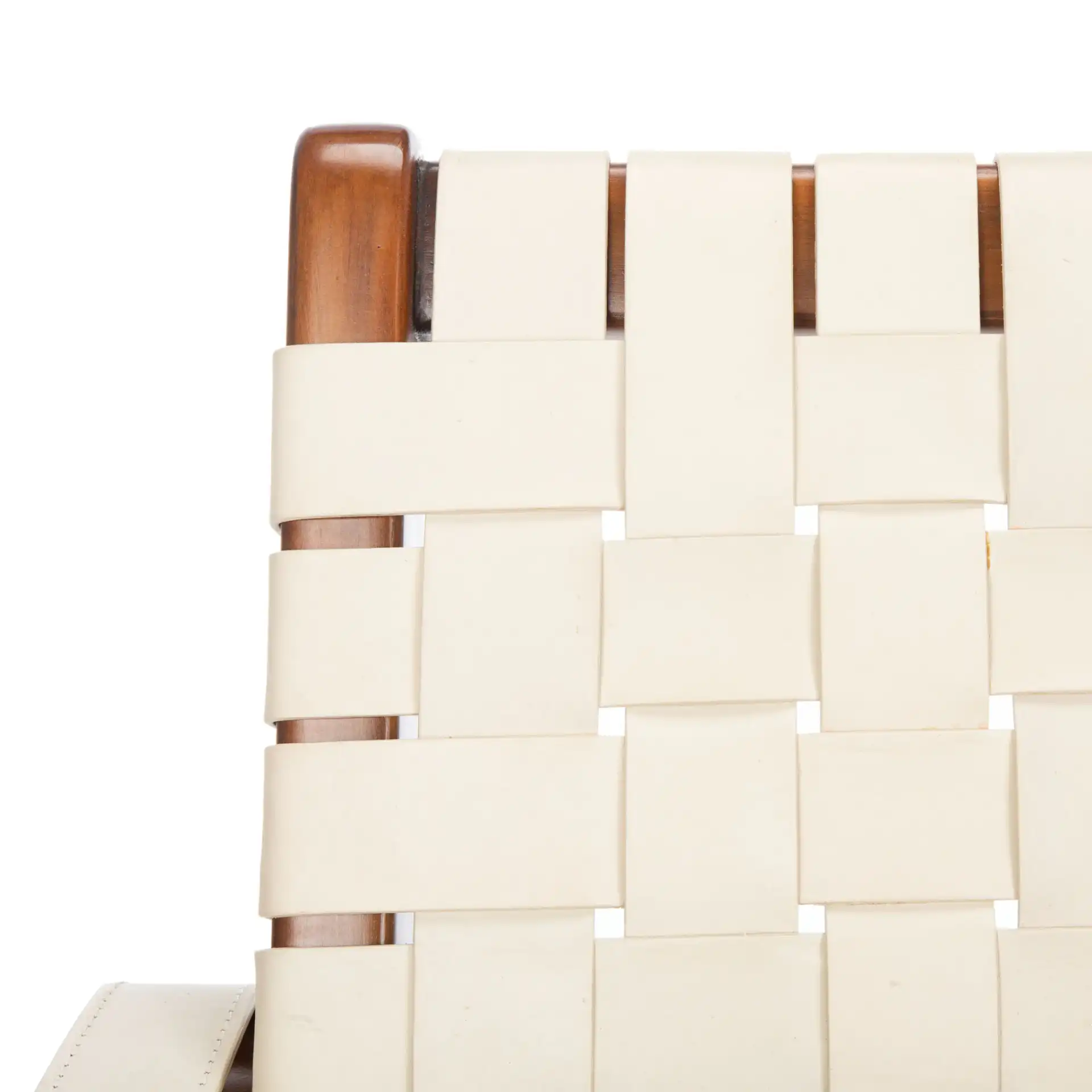 Dilan Leather Loveseat in White / Light Brown in a styled room
