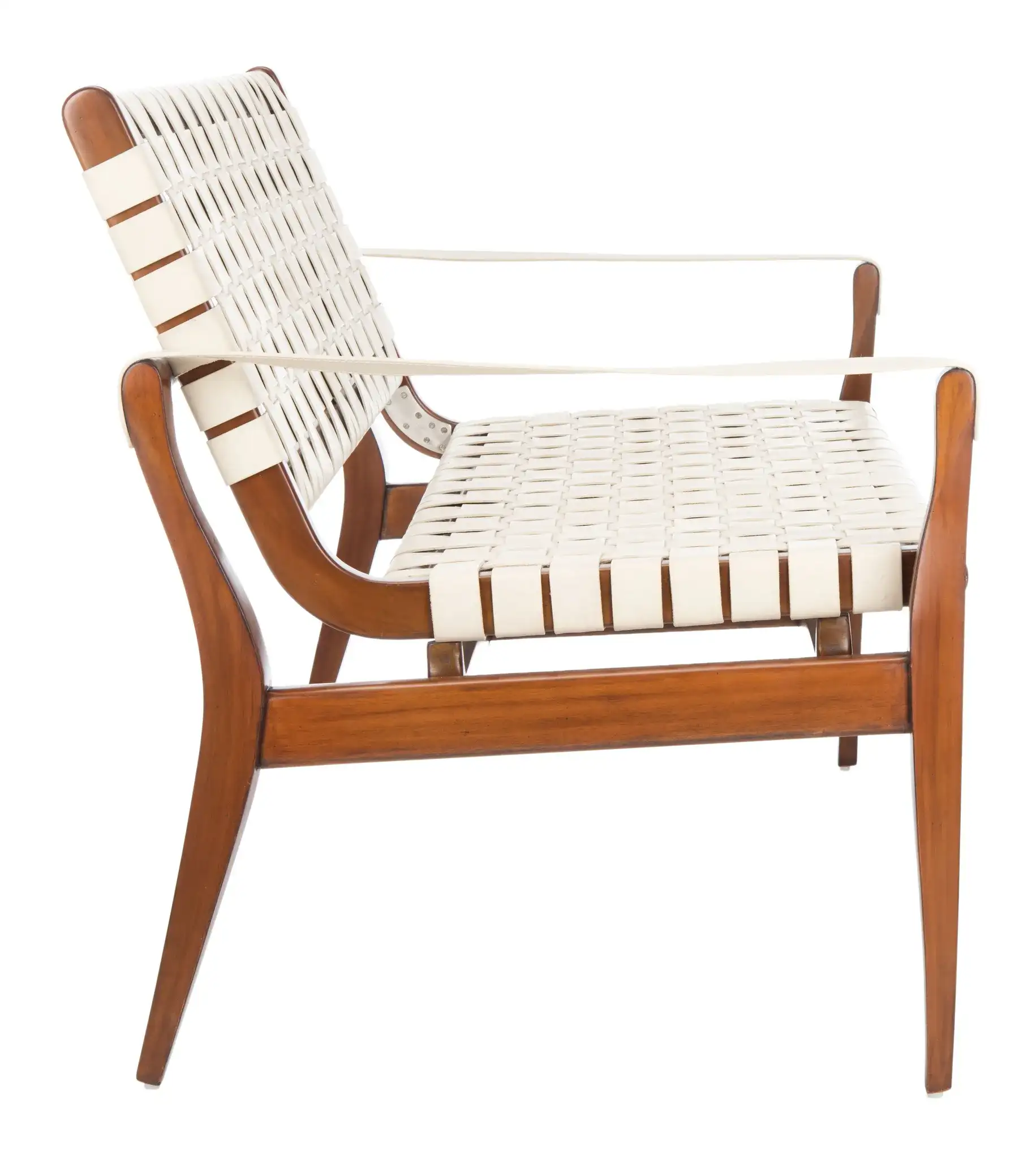Dilan Leather Loveseat in White / Light Brown, detail view