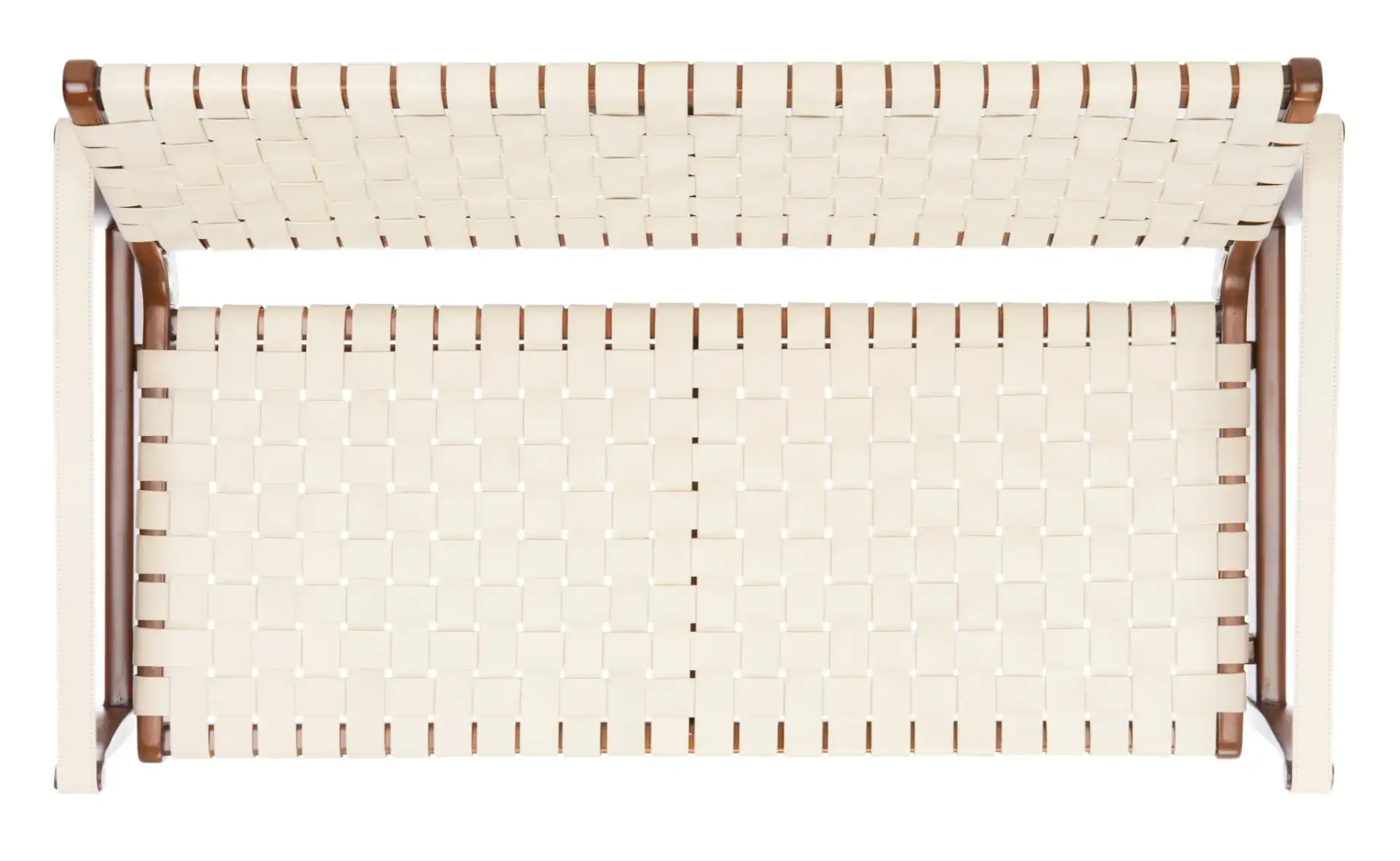 Dilan Leather Loveseat in White / Light Brown, detail view