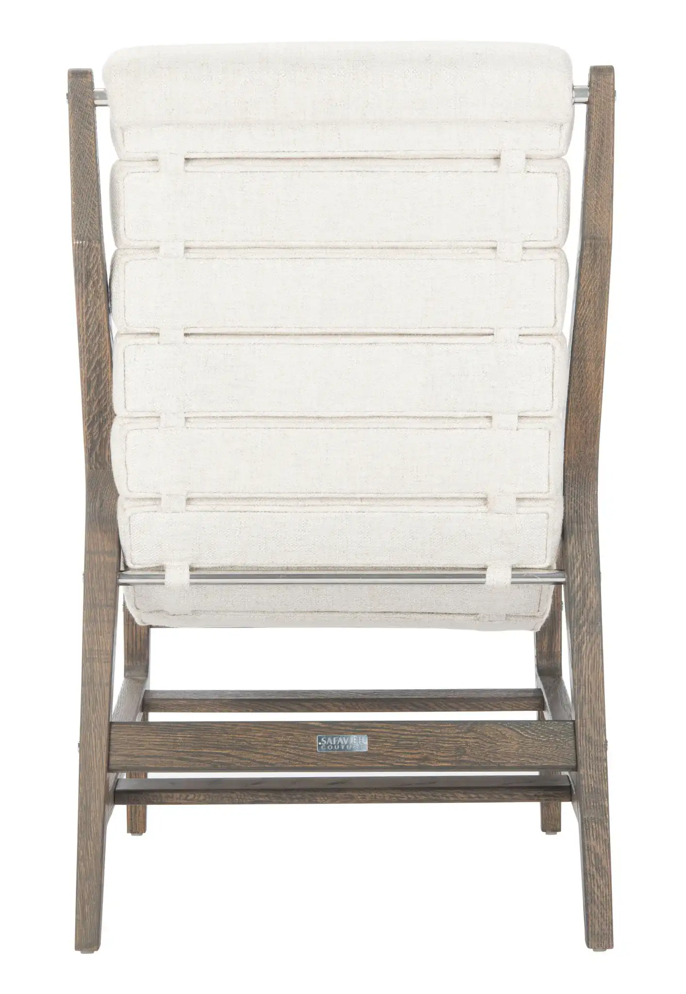 Delaney Channel Tufted Chair in White, detail view