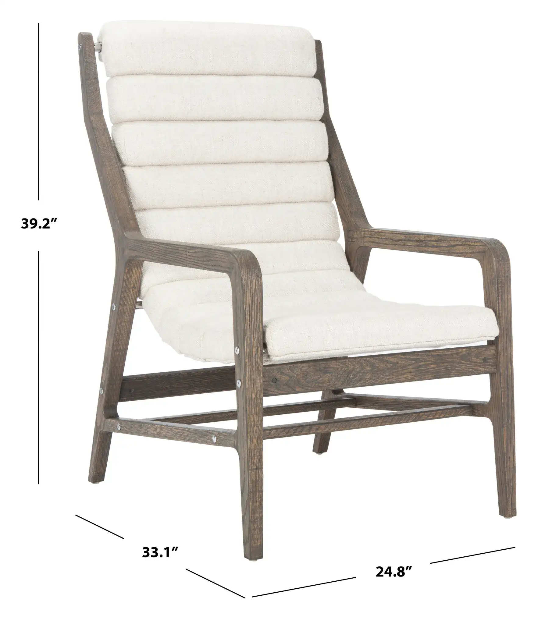 Delaney Channel Tufted Chair in White, detail view