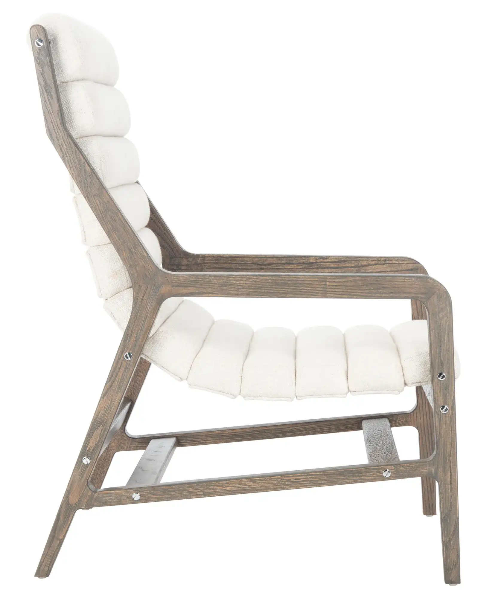 Delaney Channel Tufted Chair in White, detail view