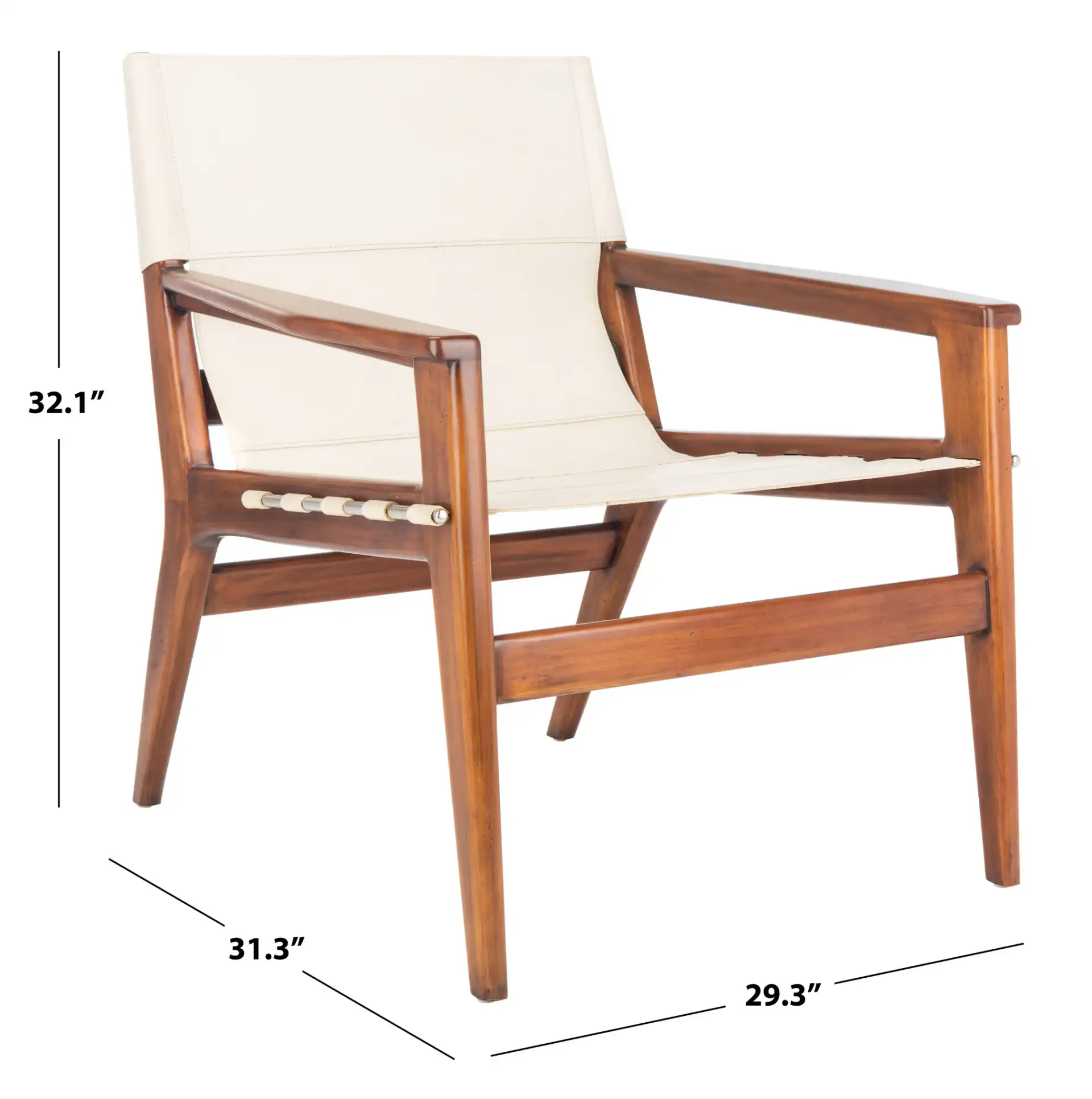 Culkin Leather Sling Chair in Black / White, detail view