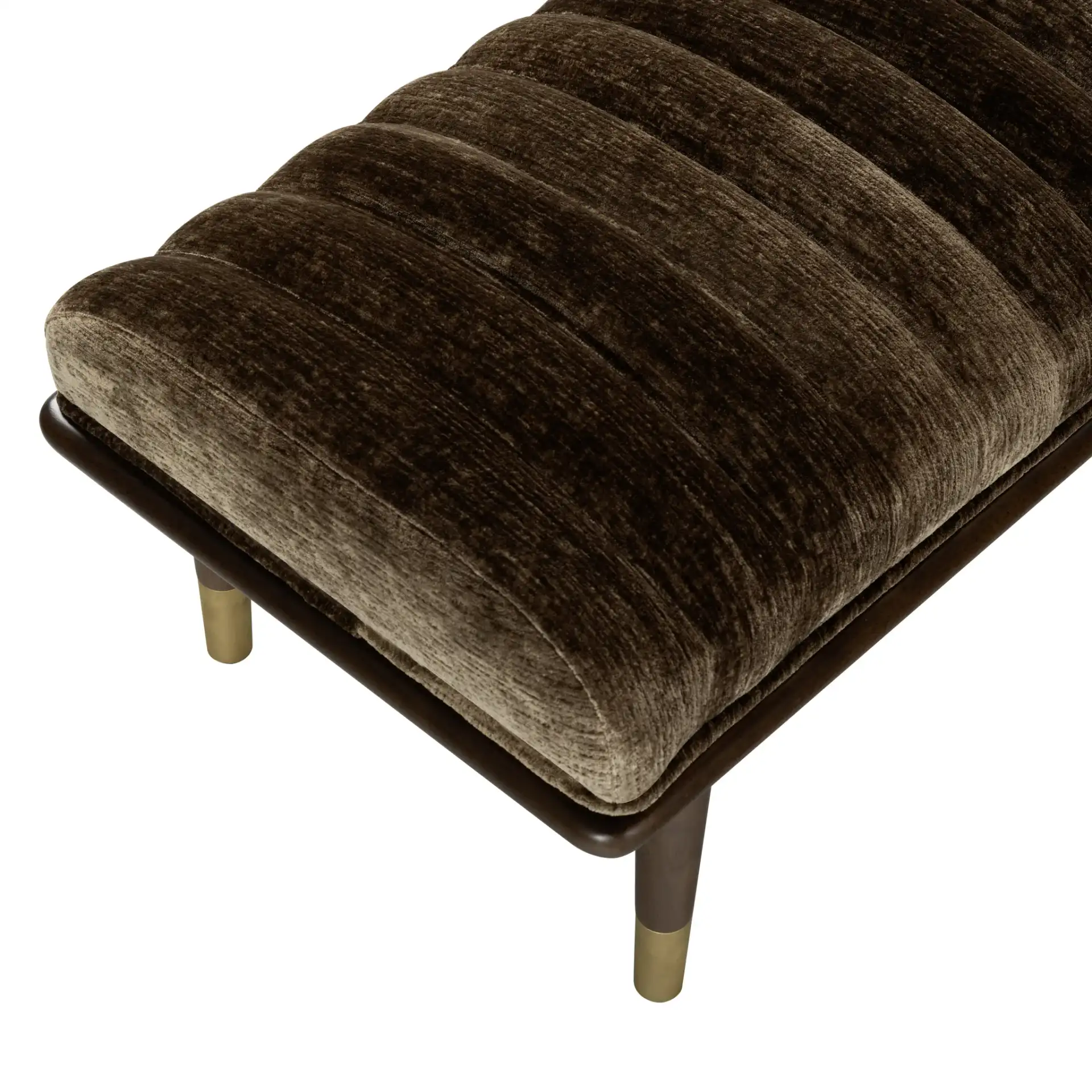 Flannery Mid-Century Bench in Brown / Dark Brown in a styled room