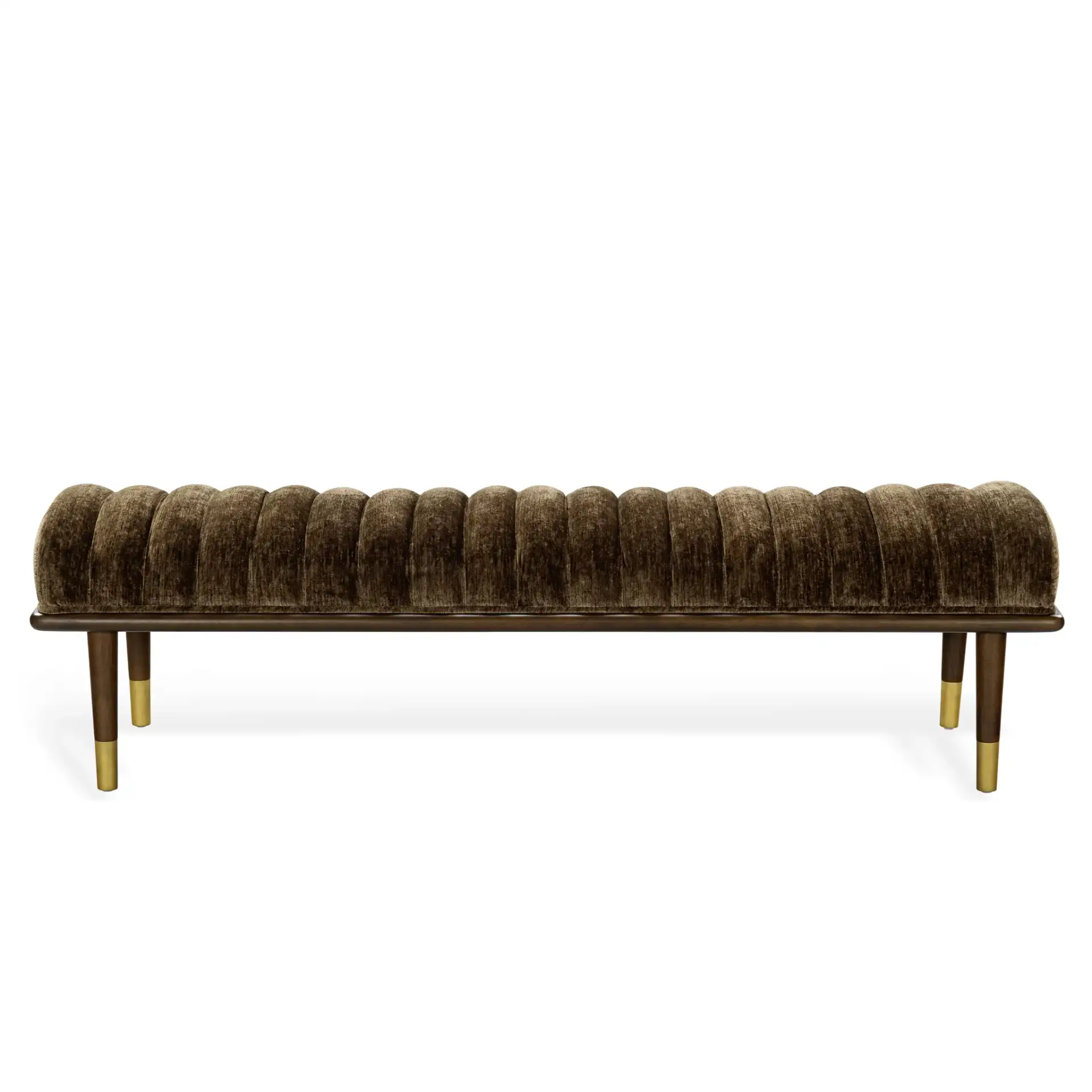 Flannery Mid-Century Bench in Brown / Dark Brown, detail view