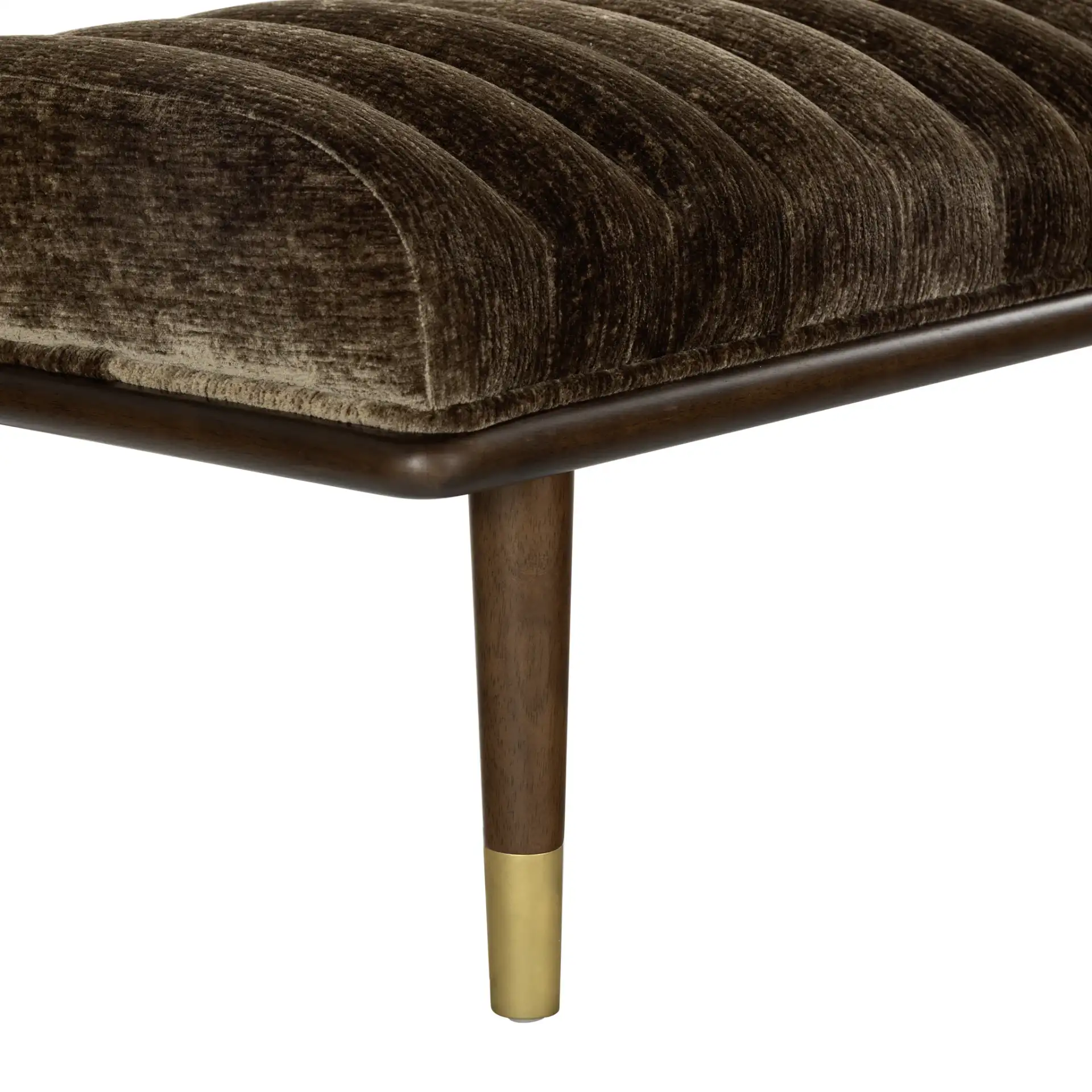 Flannery Mid-Century Bench in Brown / Dark Brown, detail view