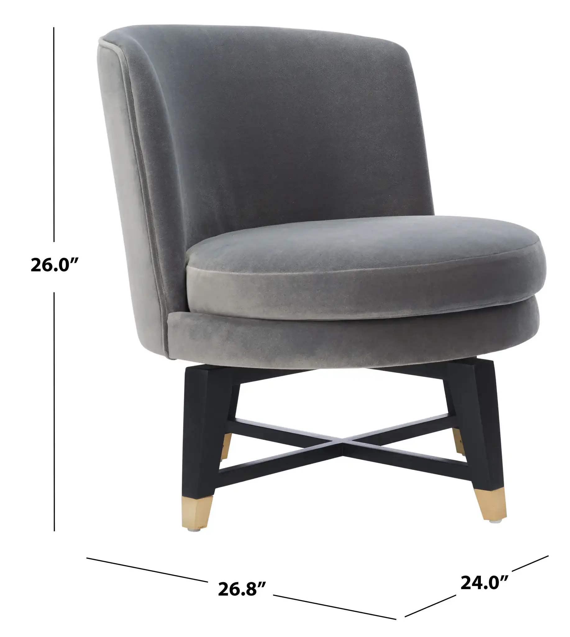 Trinity Swivel Accent Chair in Charcoal, detail view