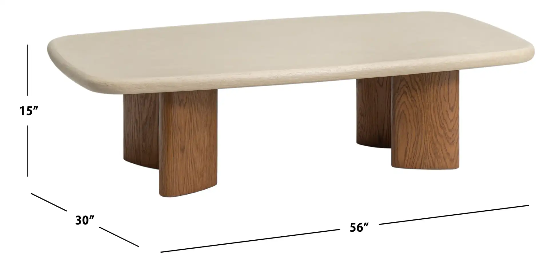 Theodora Coffee Table in Chestnut / Cream, detail view