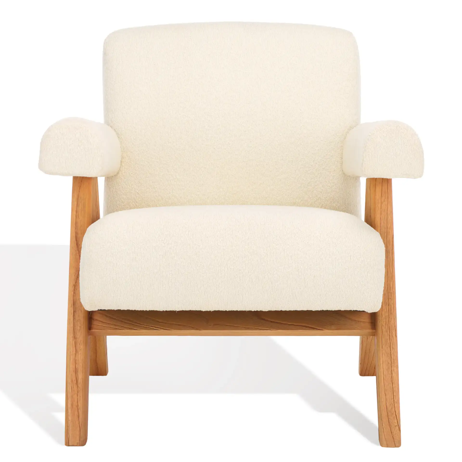 Billie Upholstered Accent Chair in Beige / Black, detail view