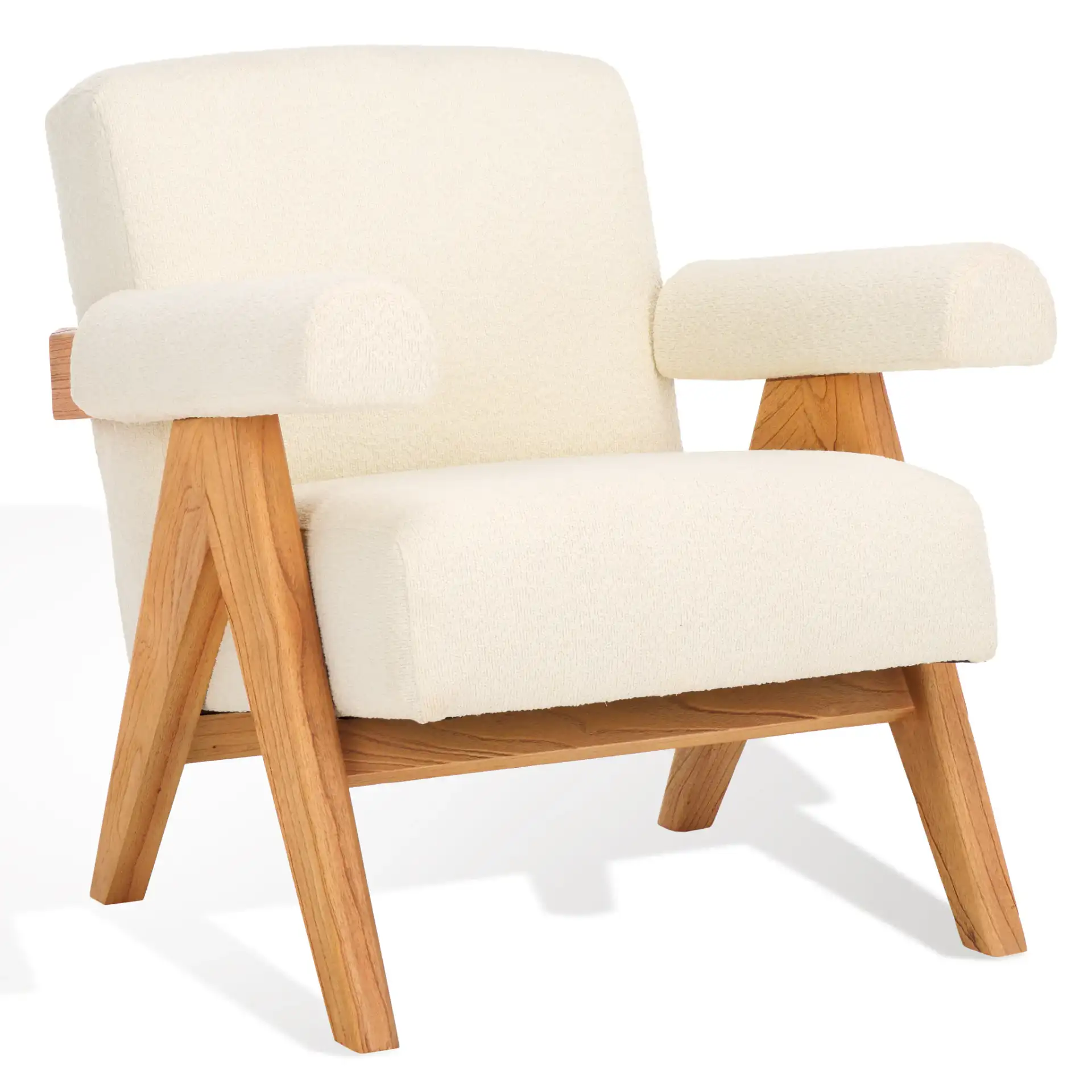 Billie Upholstered Accent Chair in Beige / Black, detail view