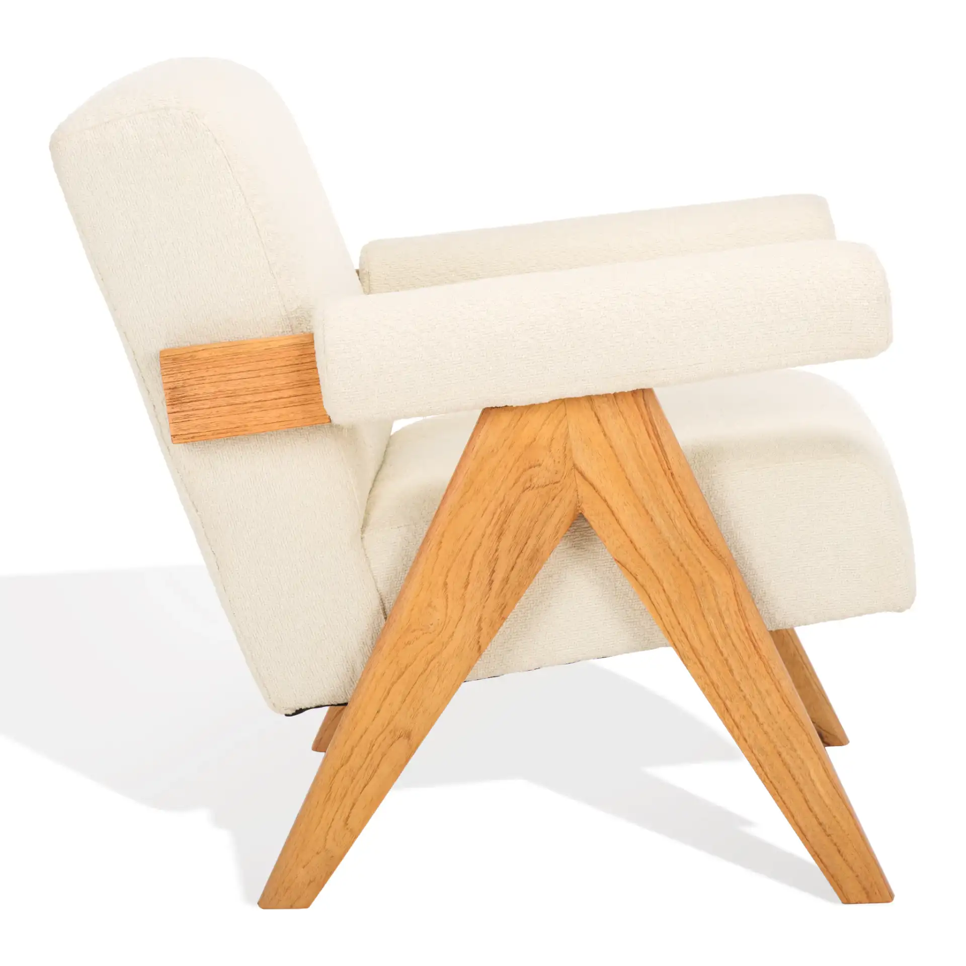Billie Upholstered Accent Chair in Beige / Black, detail view