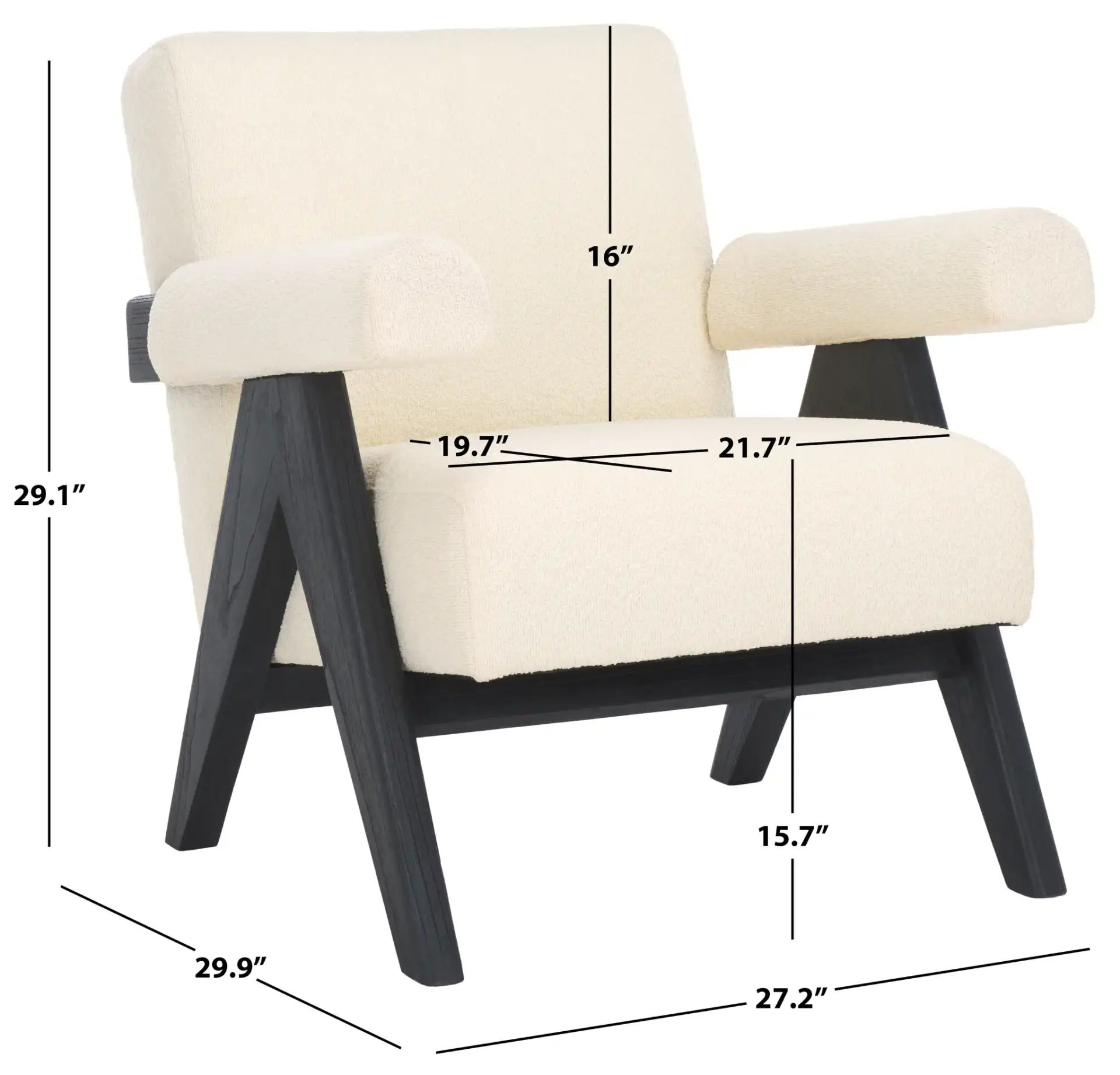 Billie Upholstered Accent Chair in Beige / Black, detail view