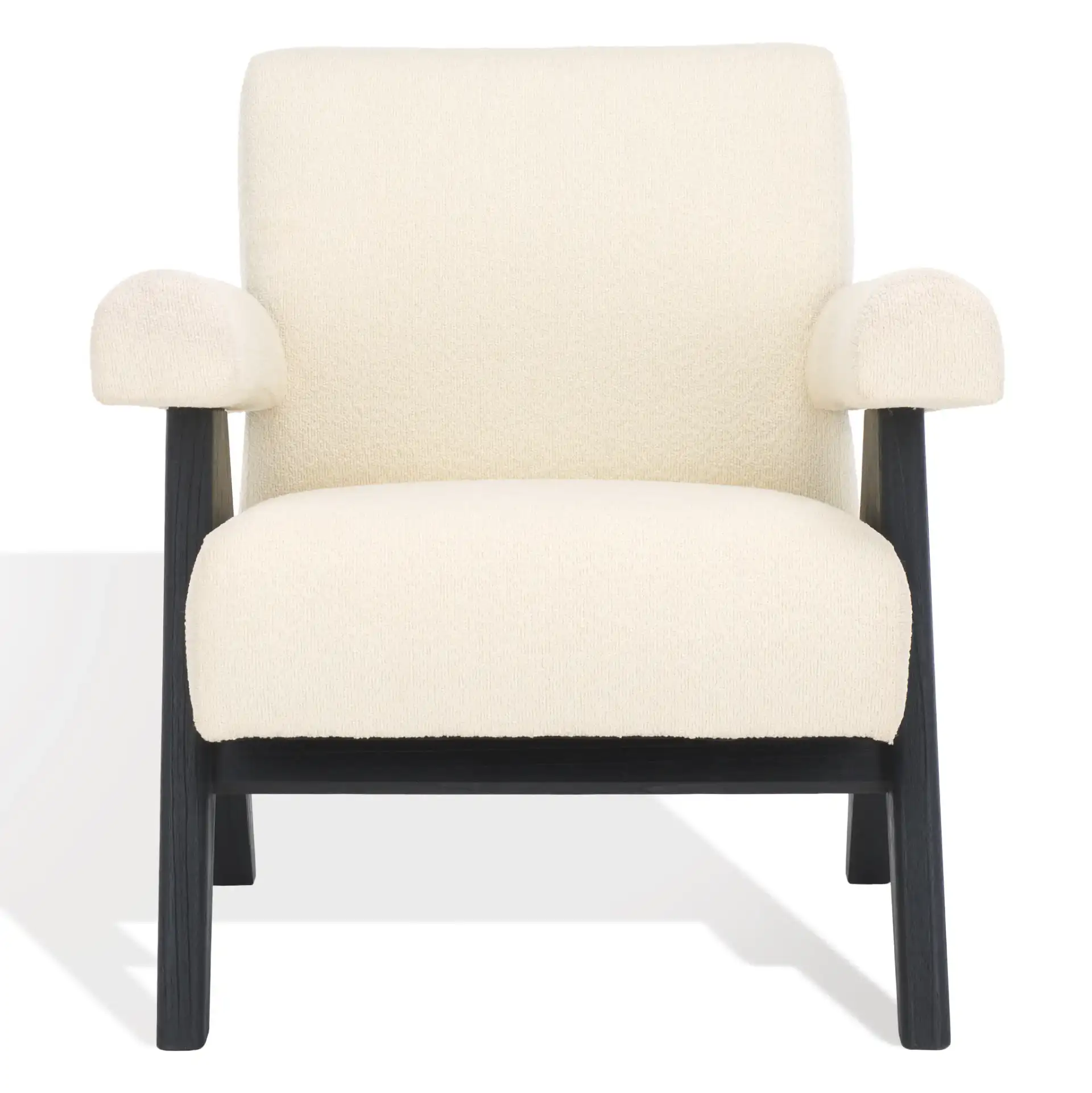 Billie Upholstered Accent Chair in Beige / Black, detail view