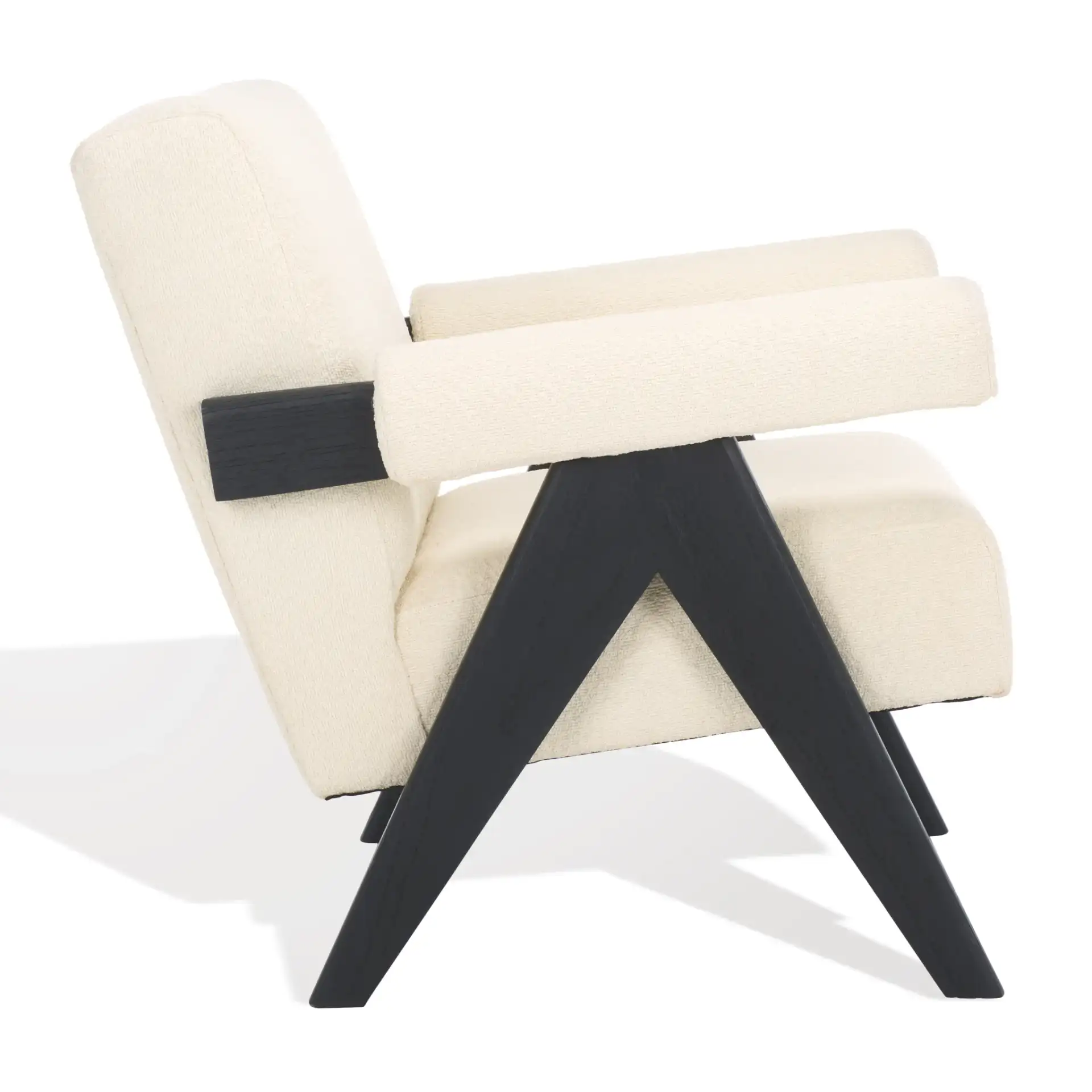 Billie Upholstered Accent Chair in Beige / Black, detail view