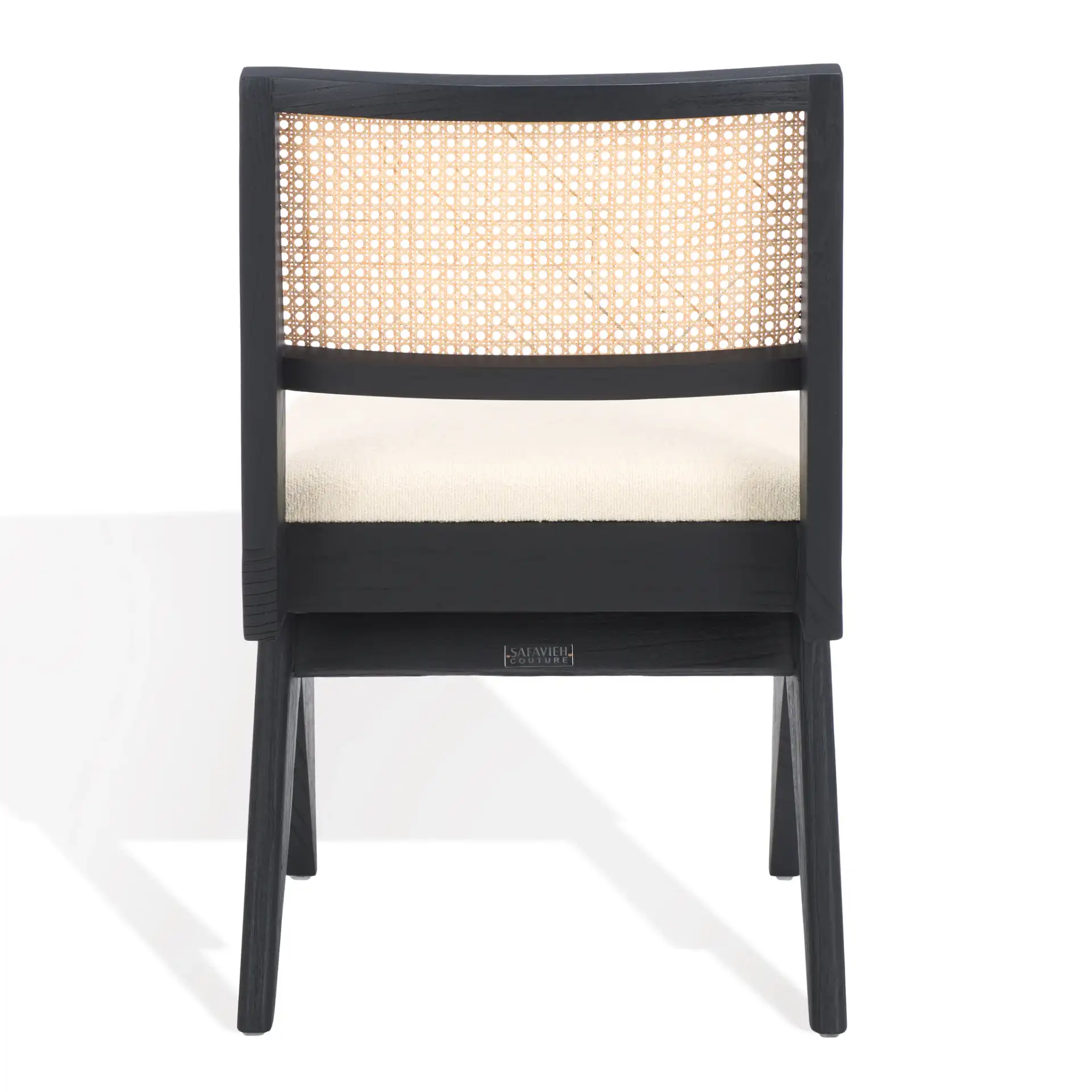 Jaqueline Rattan Back Chair in Beige / Black, detail view