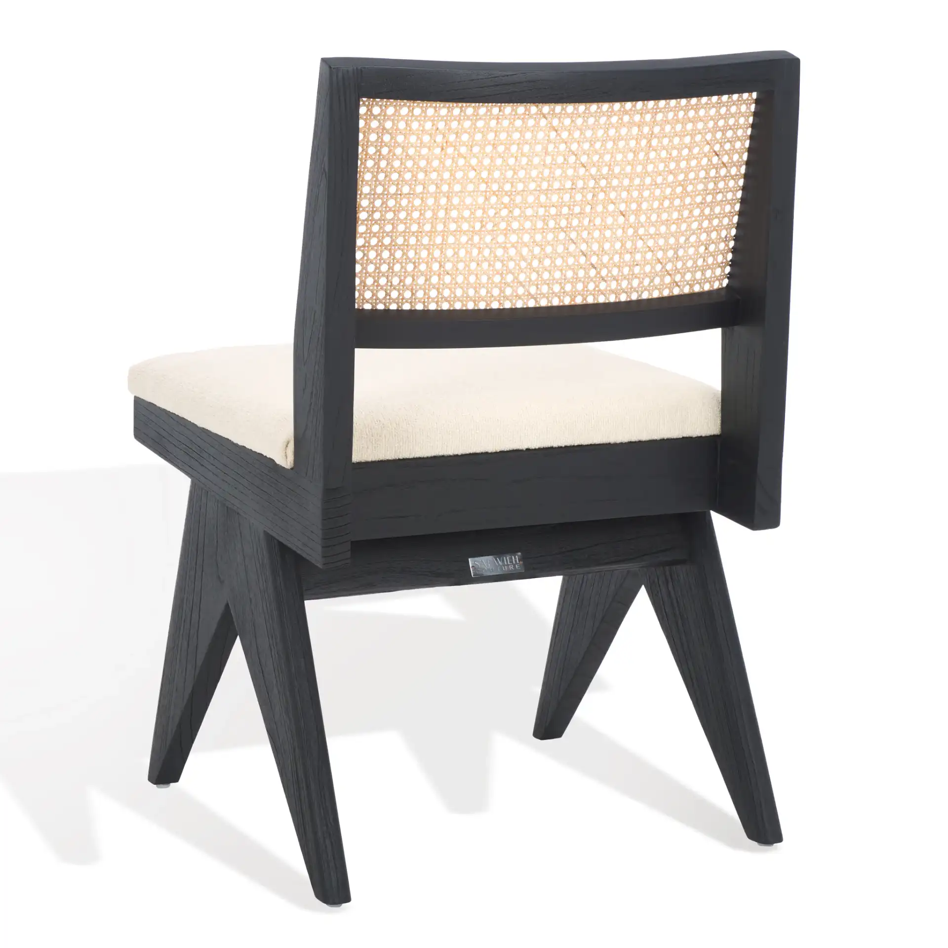 Jaqueline Rattan Back Chair in Beige / Black, detail view