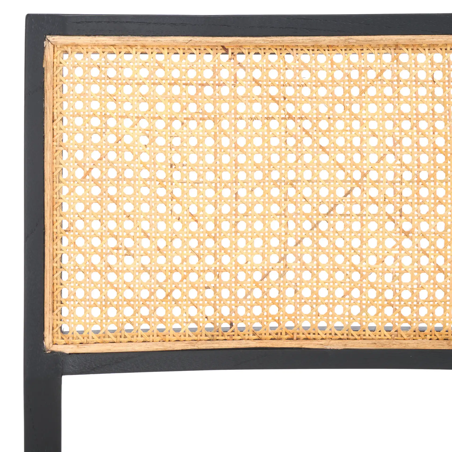Jaqueline Rattan Back Chair in Beige / Black in a styled room