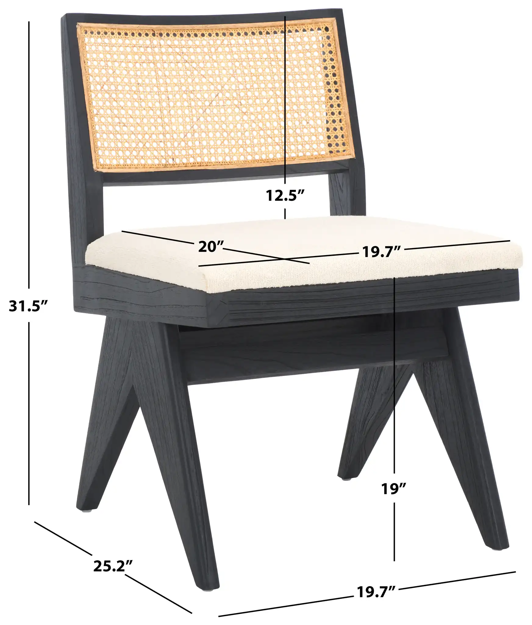 Jaqueline Rattan Back Chair in Beige / Black, detail view