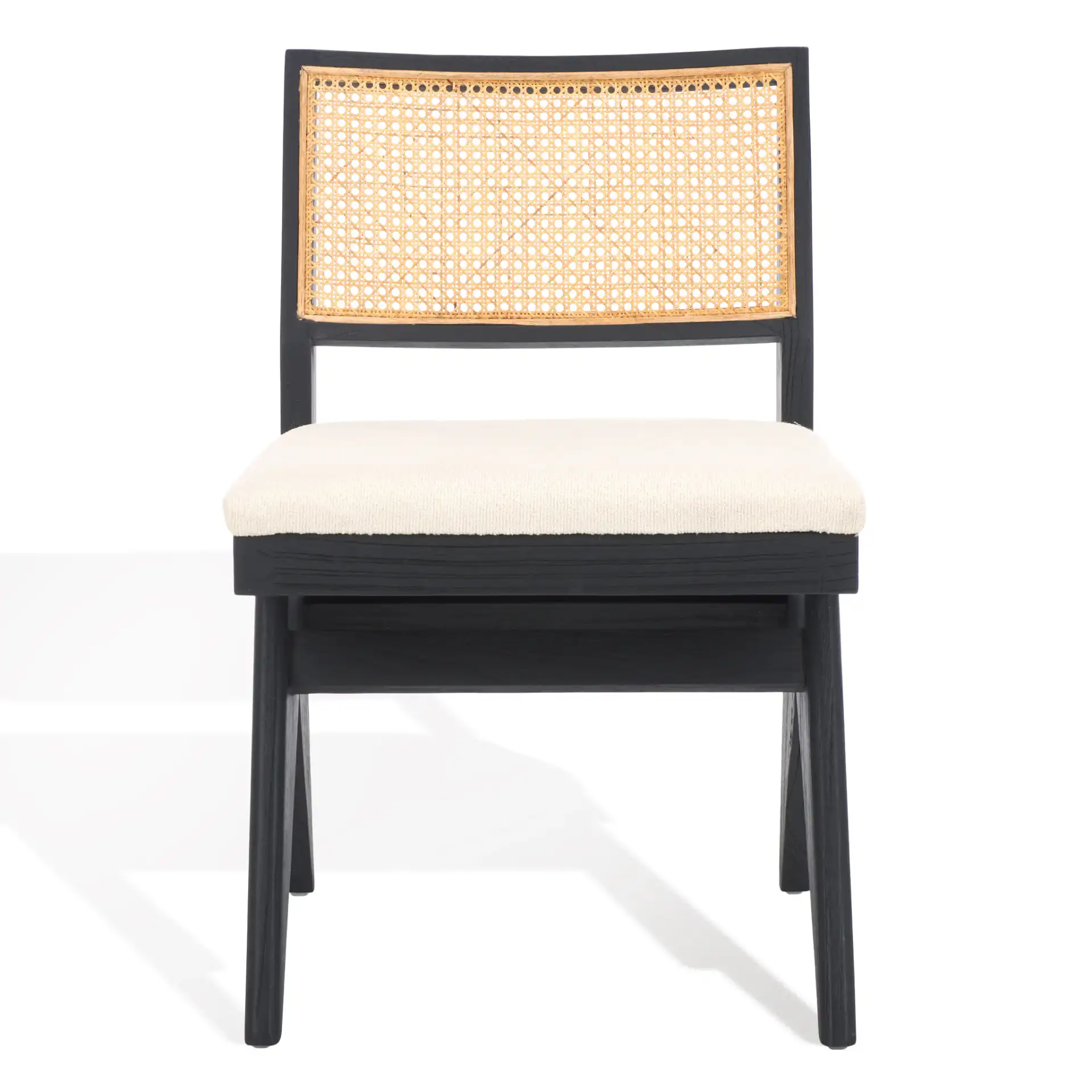 Jaqueline Rattan Back Chair in Beige / Black, detail view