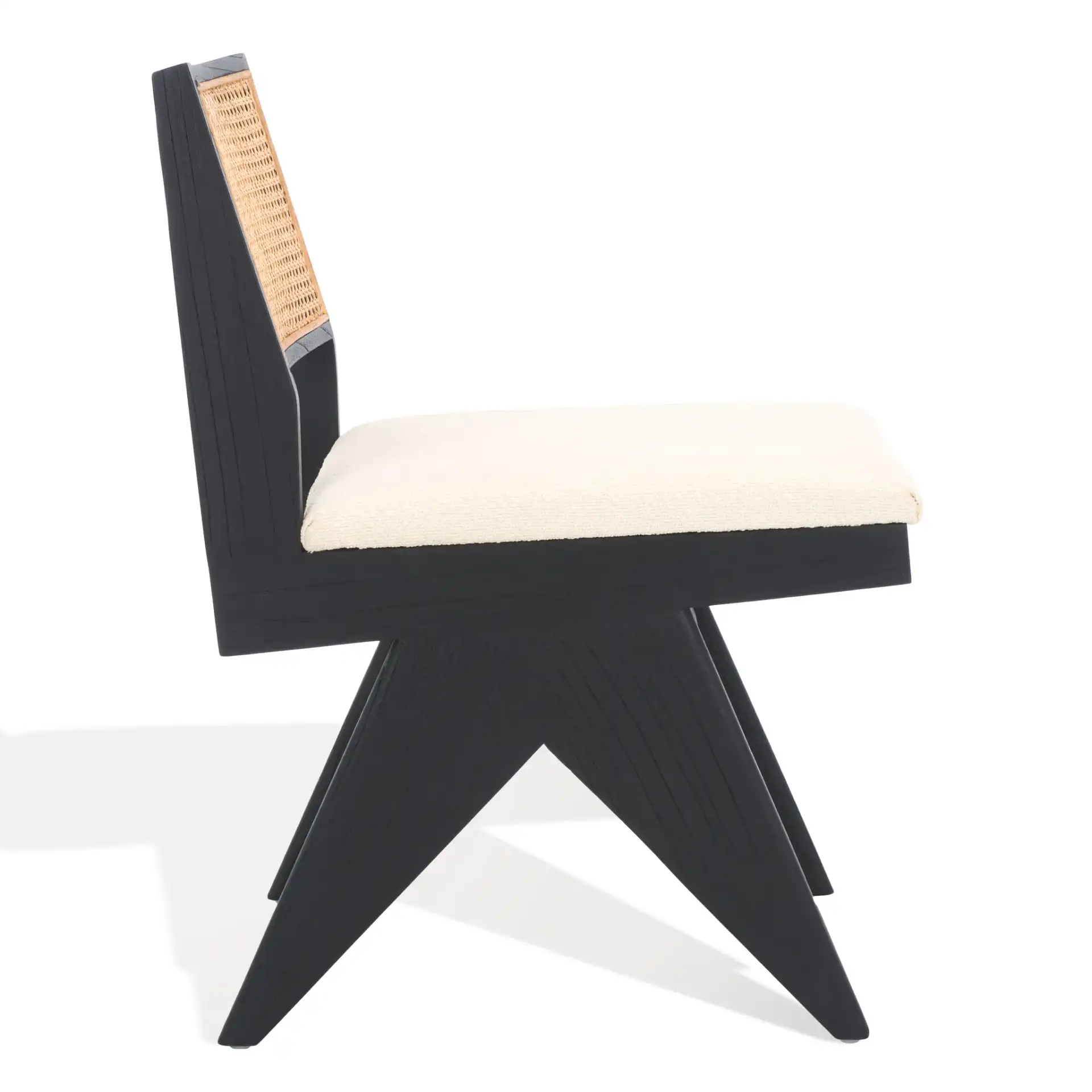 Jaqueline Rattan Back Chair in Beige / Black, detail view
