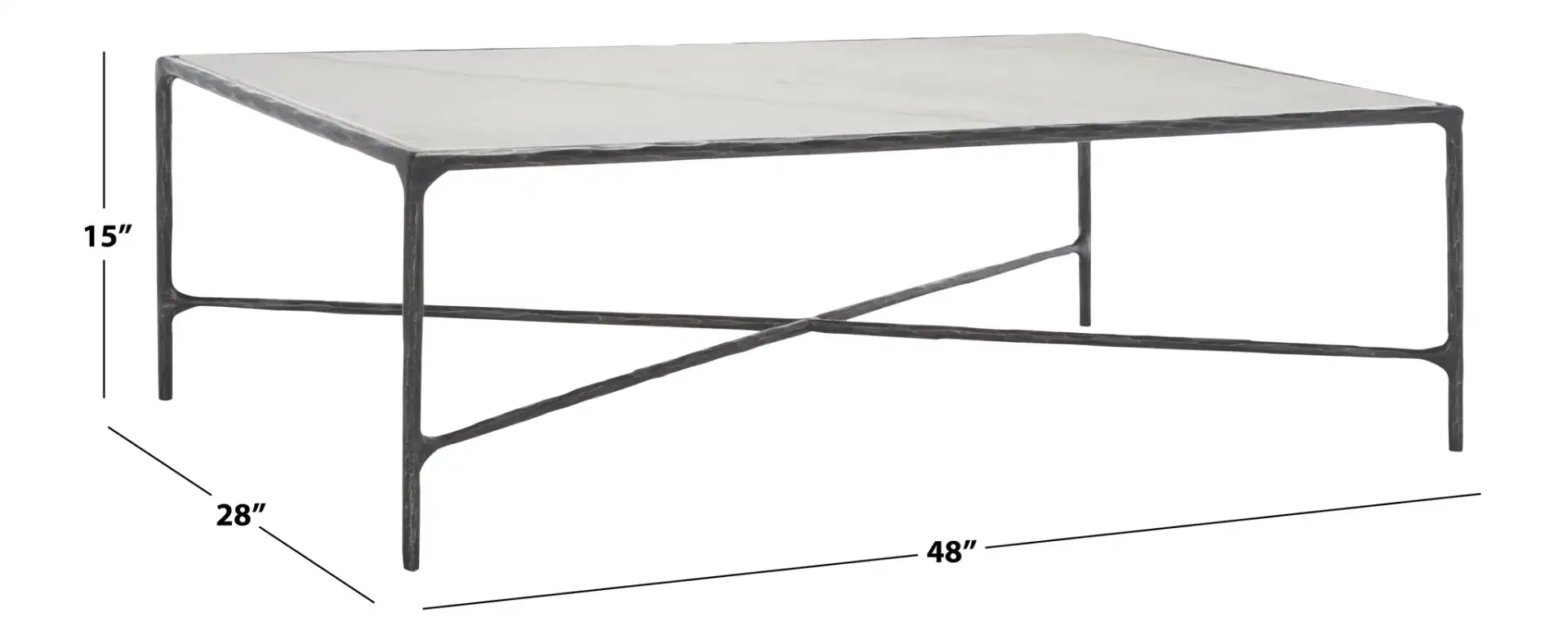 Jessa Rectangle Coffee Table in Black / White, detail view