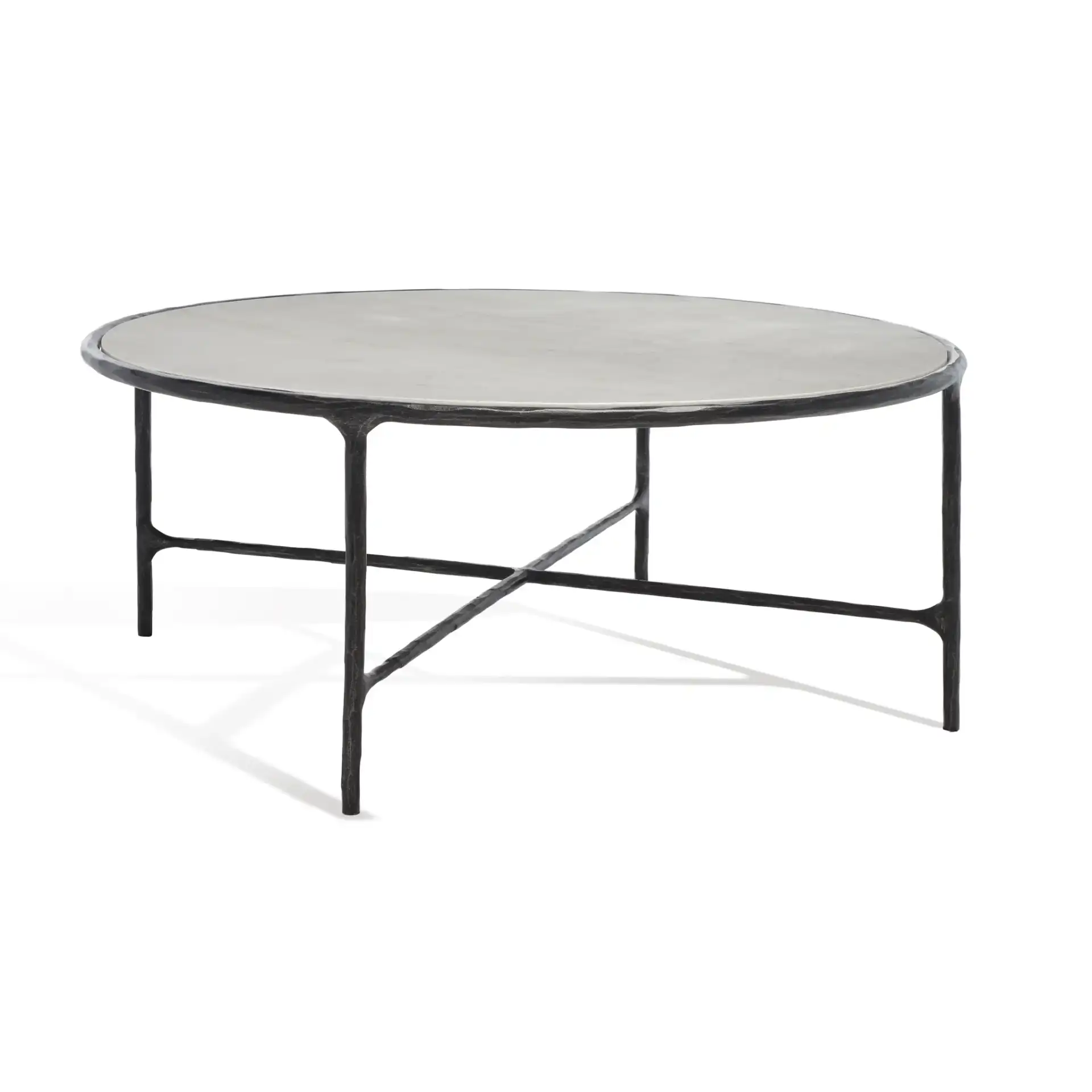 Jessa Round Metal Coffee Table in Black / White, detail view