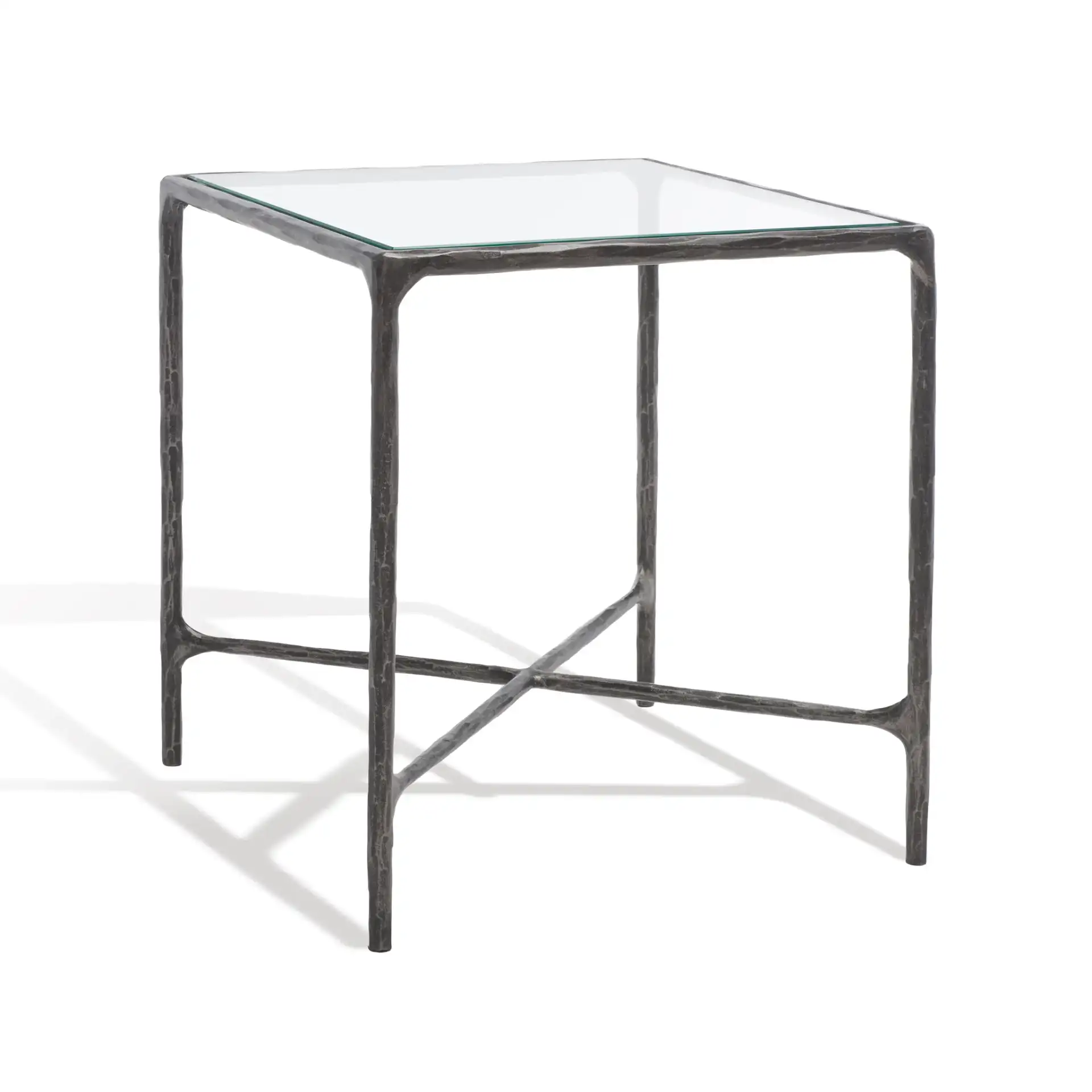 Jessa Metal Square End Table in Black, detail view