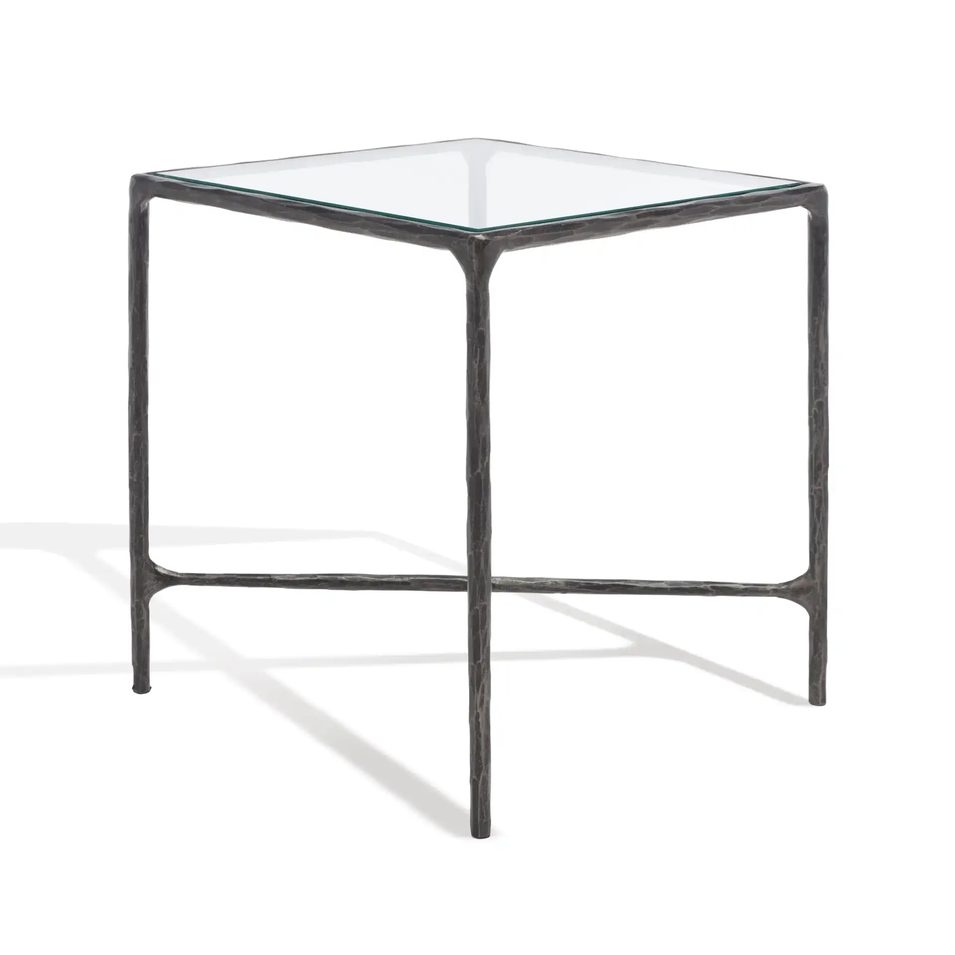 Jessa Metal Square End Table in Black, detail view