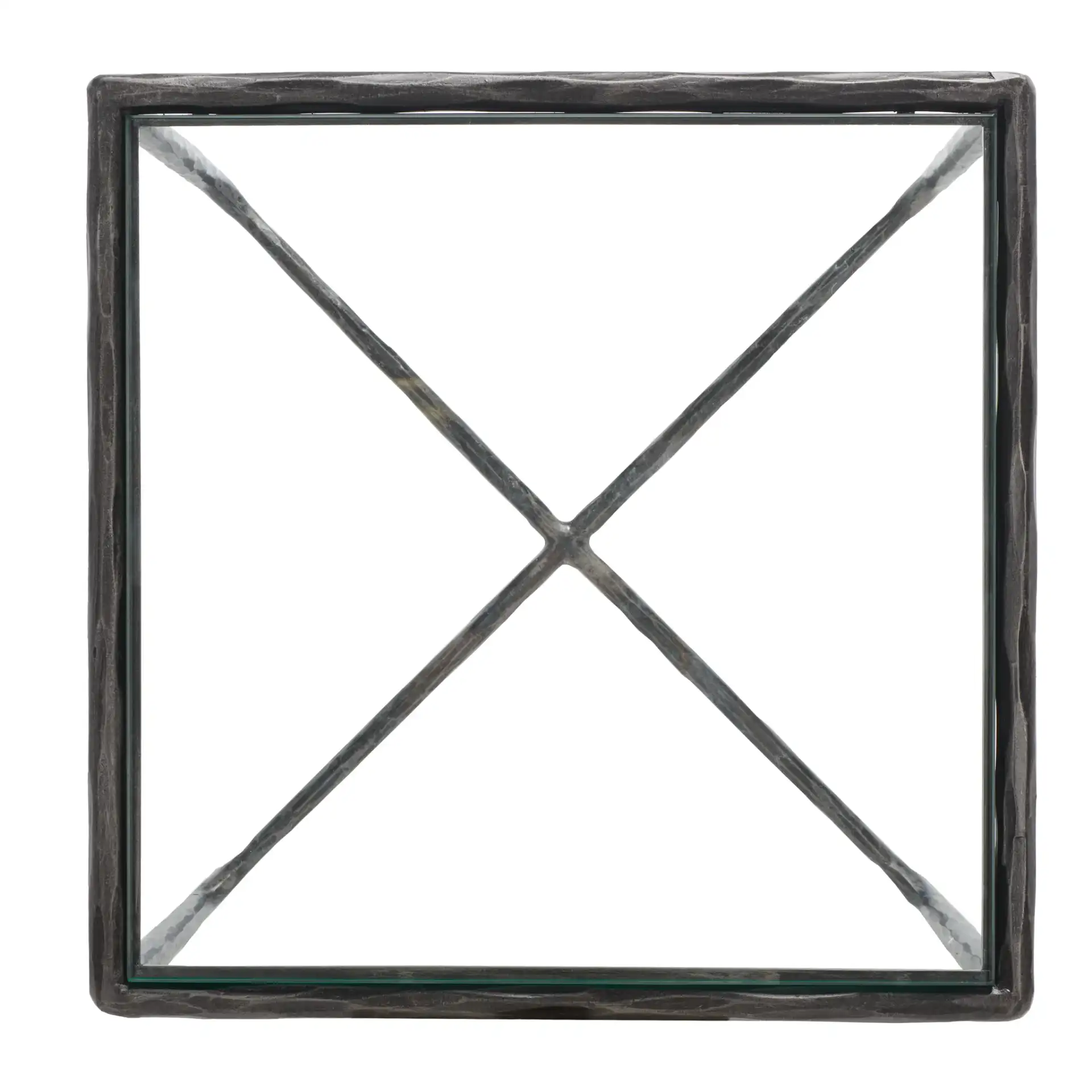 Jessa Metal Square End Table in Black, detail view