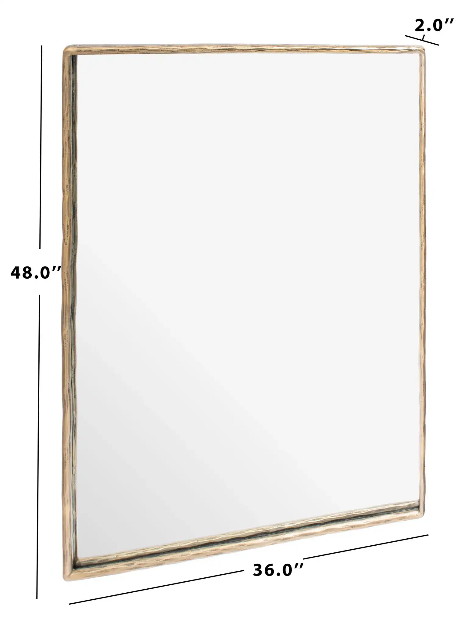 Jessa Large Rectangle Mirror in Brass, detail view