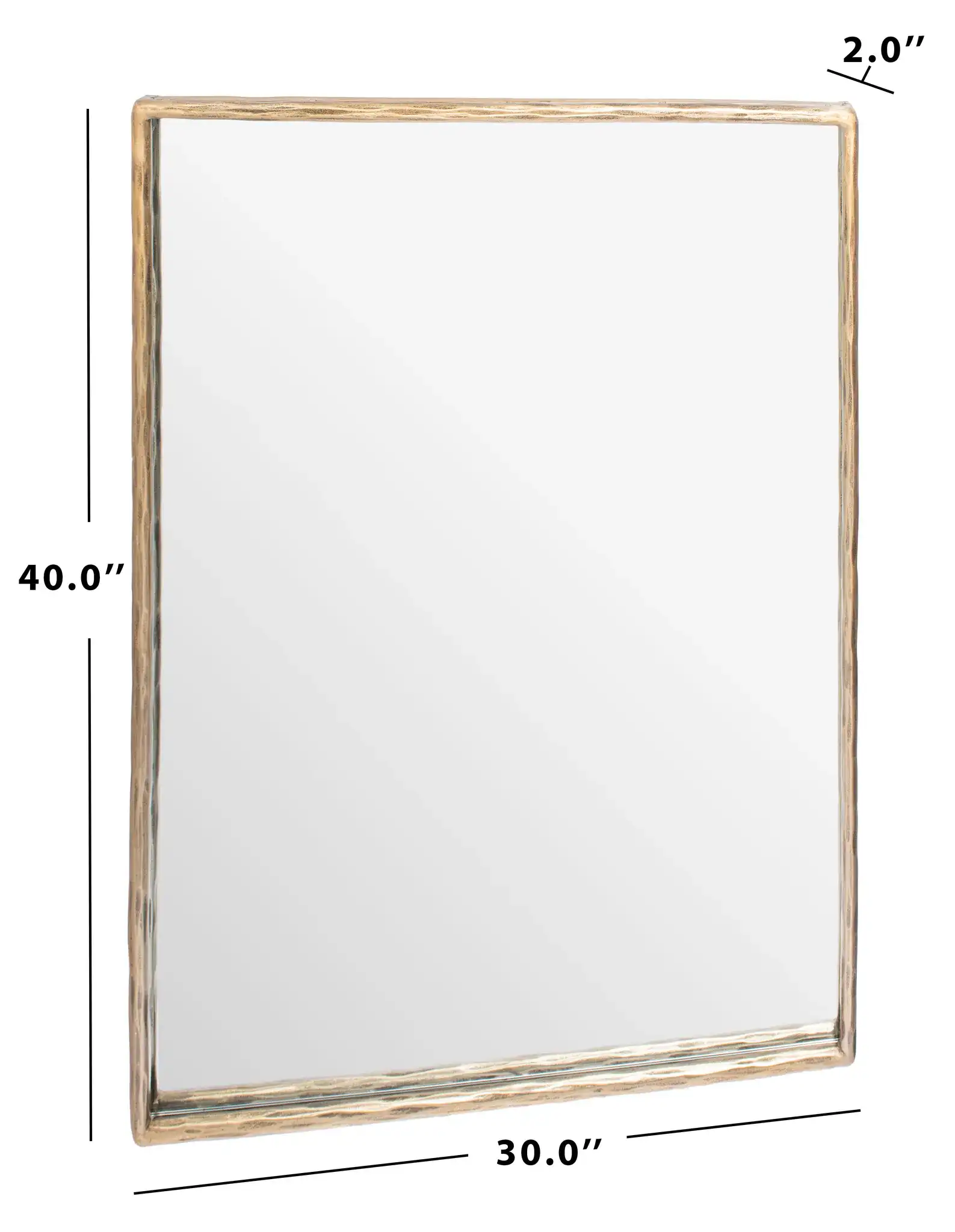 Jessa Small Rectangle Mirror in Brass, detail view