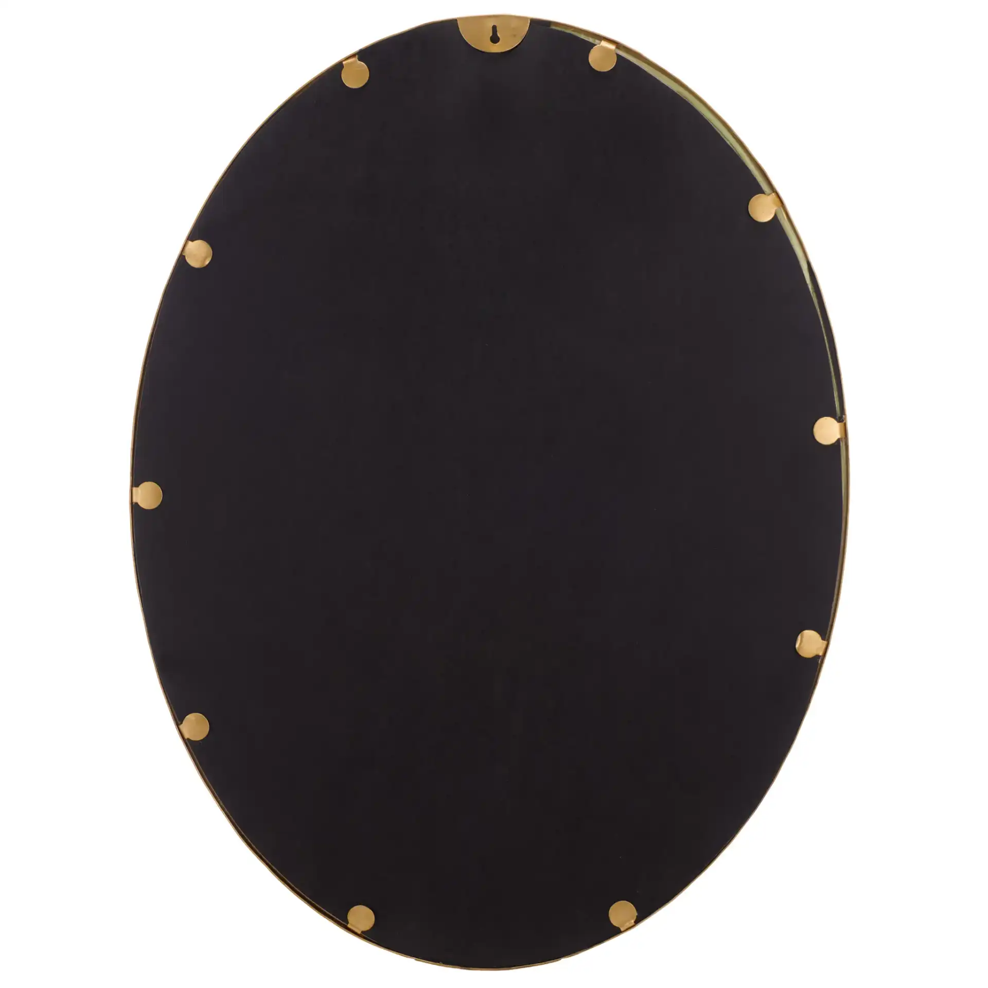 Jessa Oval Metal Mirror in Brass, detail view