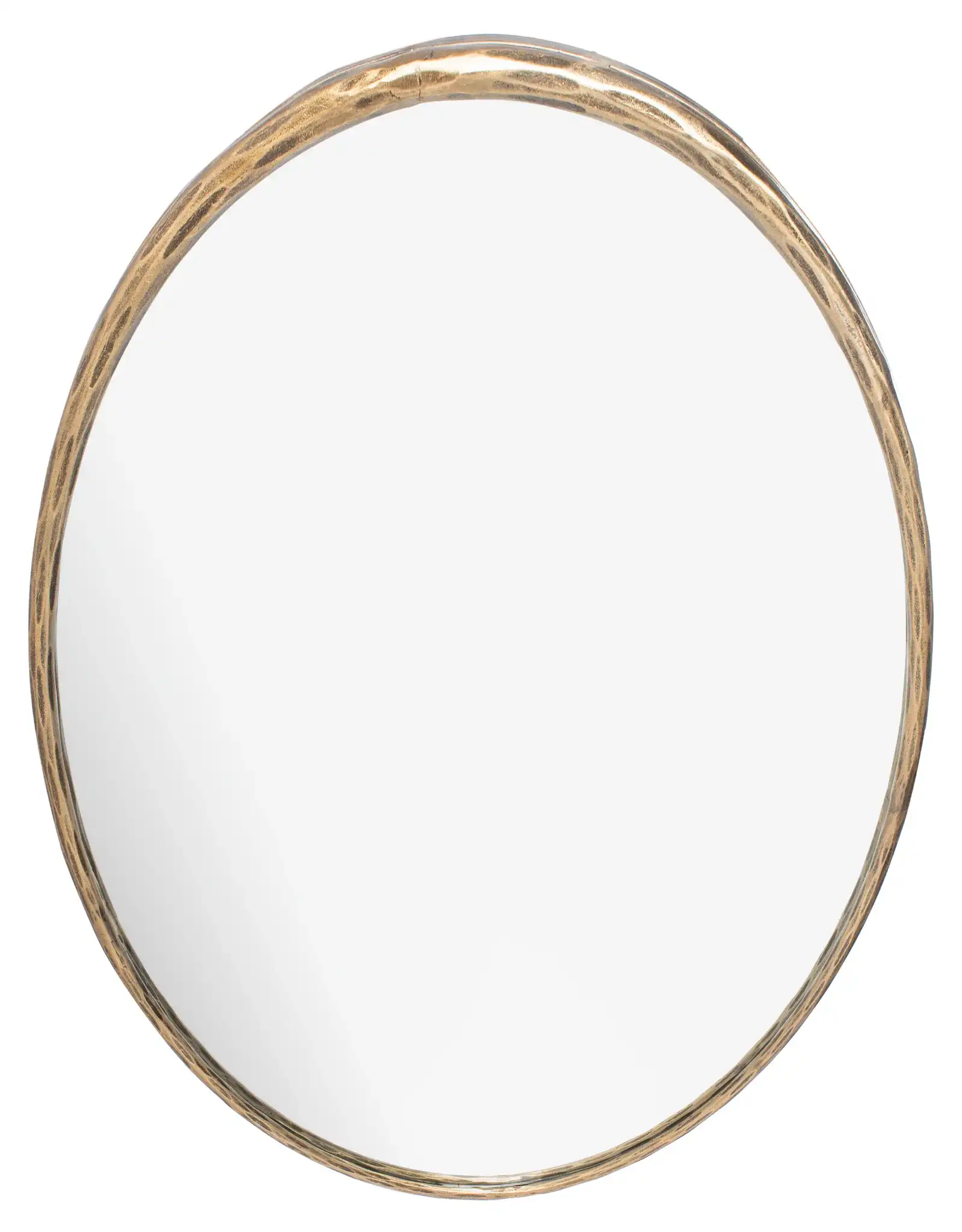 Jessa Oval Metal Mirror in Brass, detail view