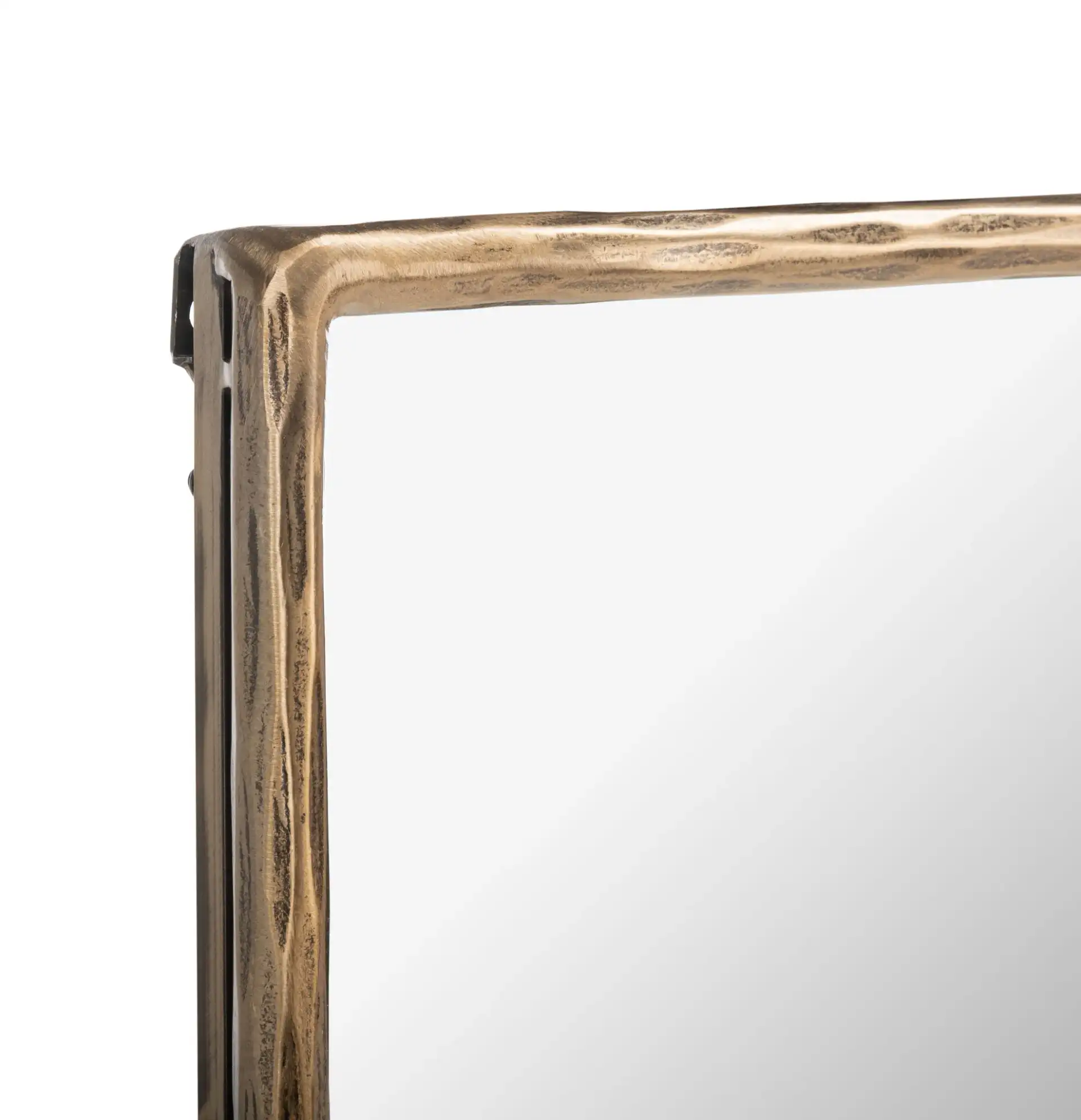 Jessa 32" Square Metal Mirror in Brass in a styled room