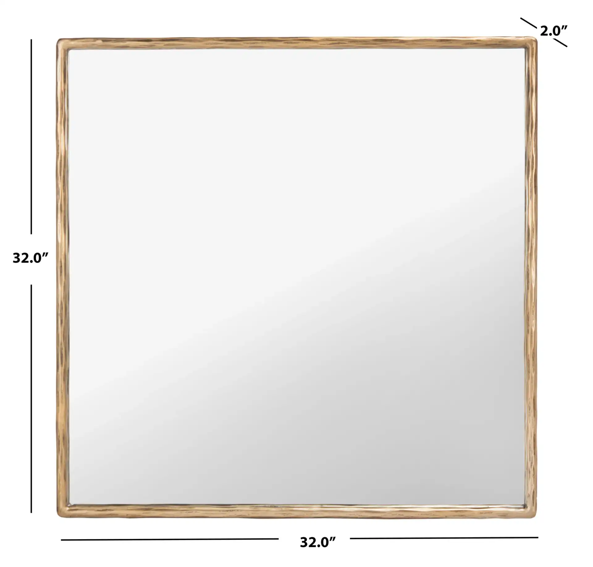 Jessa 32" Square Metal Mirror in Brass, detail view