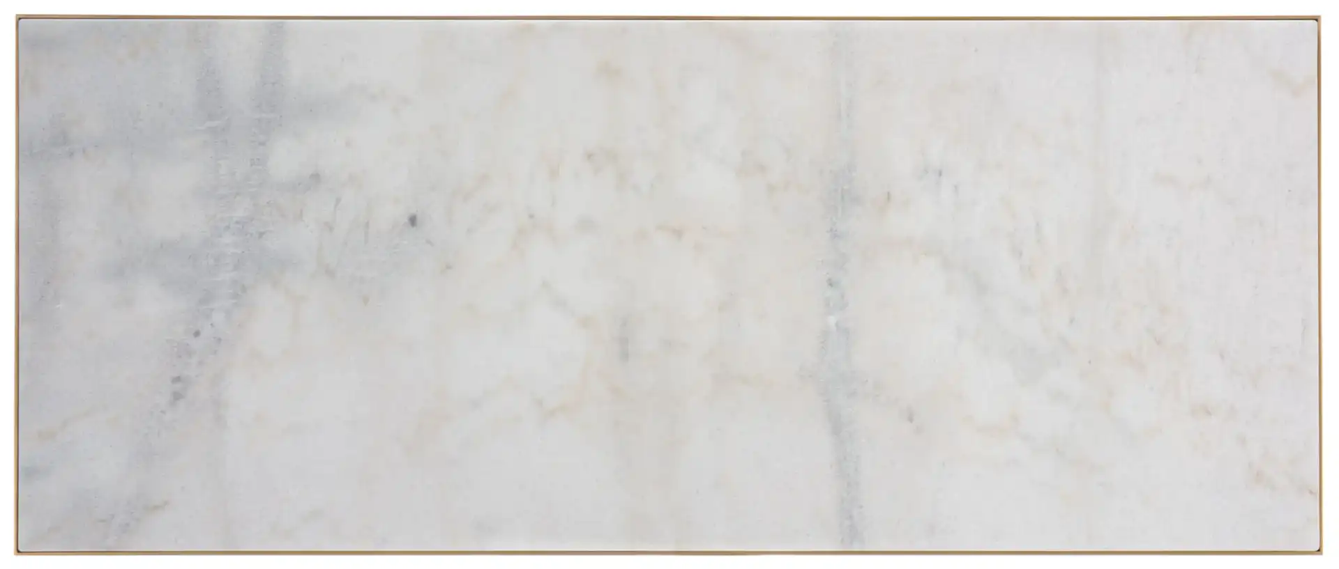 Caralyn Rectangular Marble Coffee Table in White / Brass, detail view