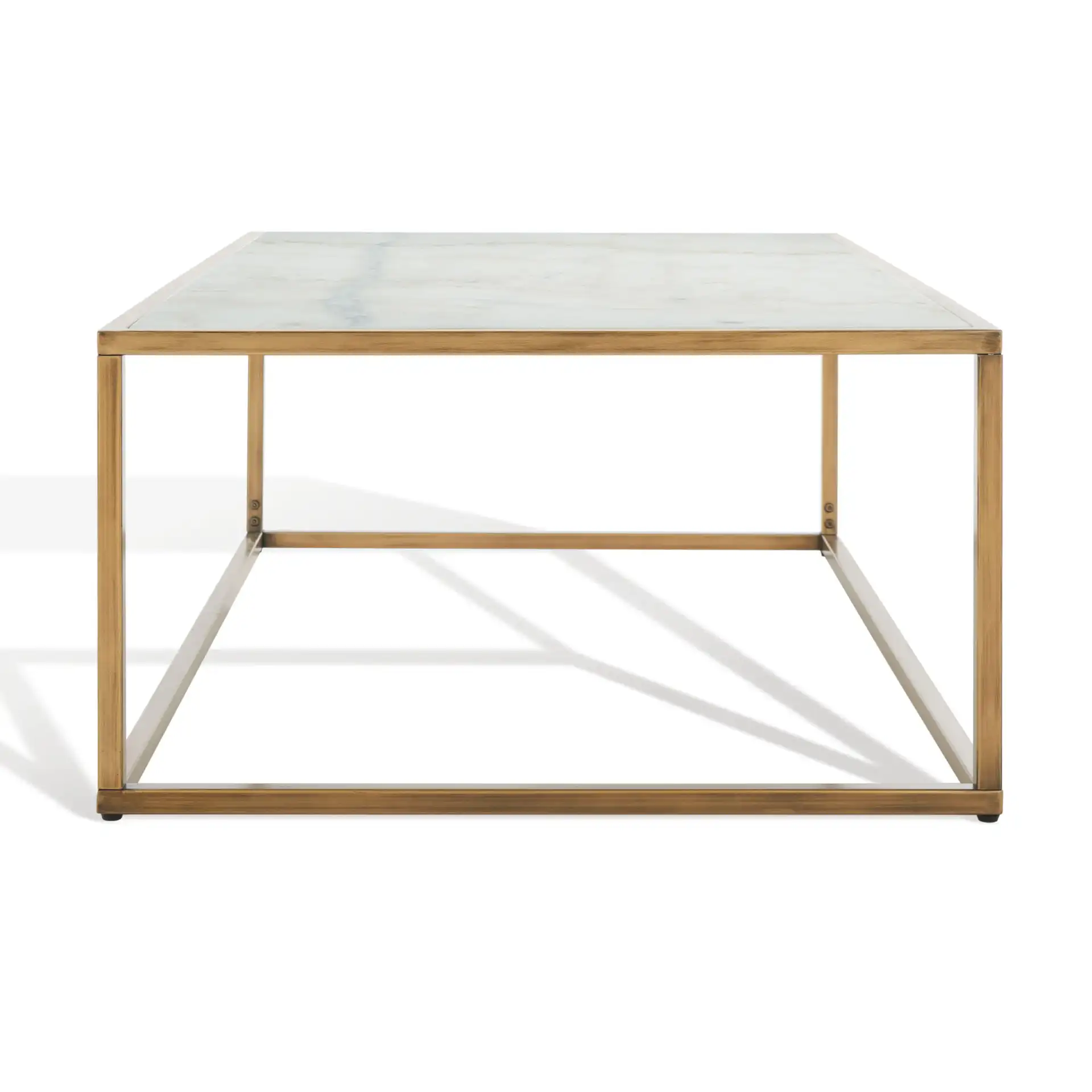 Brynna Rectangular Marble Coffee Table in Bronze / White, detail view