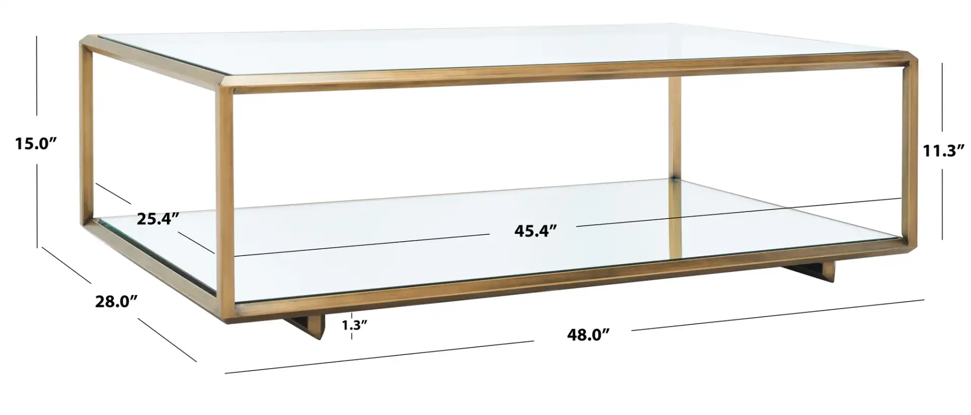 Florabella Mirrored Coffee Table in Bronze, detail view