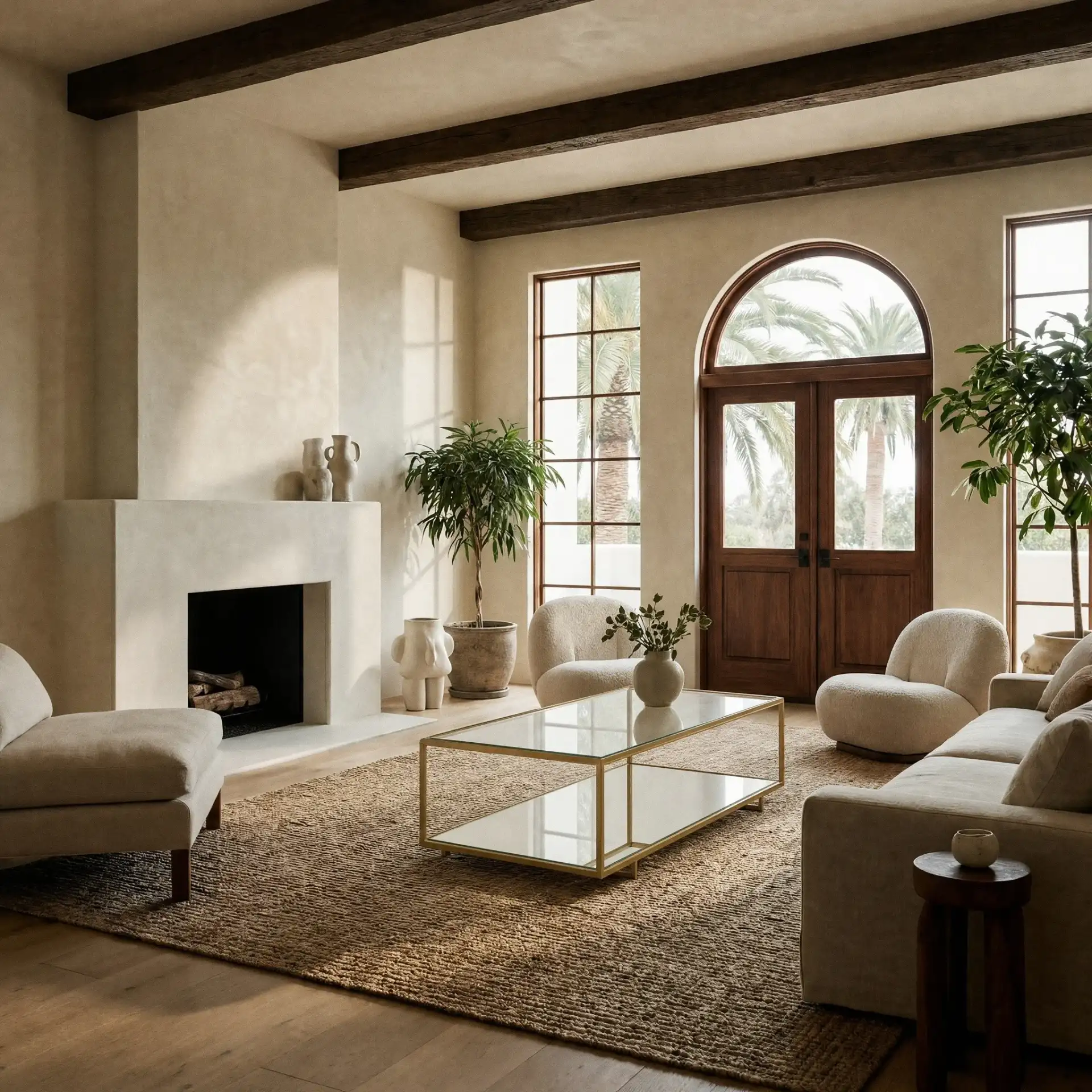 Florabella Mirrored Coffee Table in Bronze in a styled room