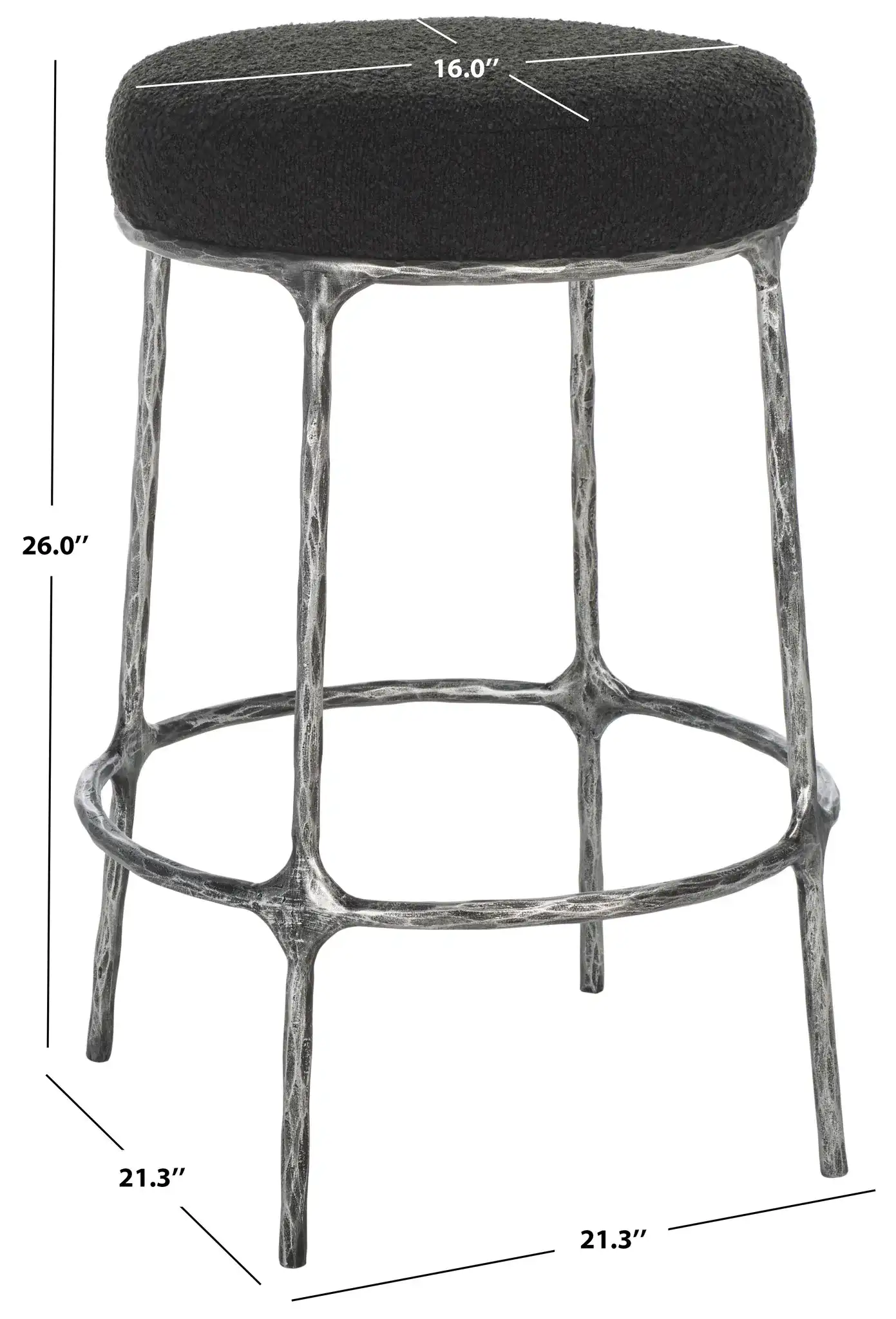 Trumen Boucle Counterstool in Black, detail view