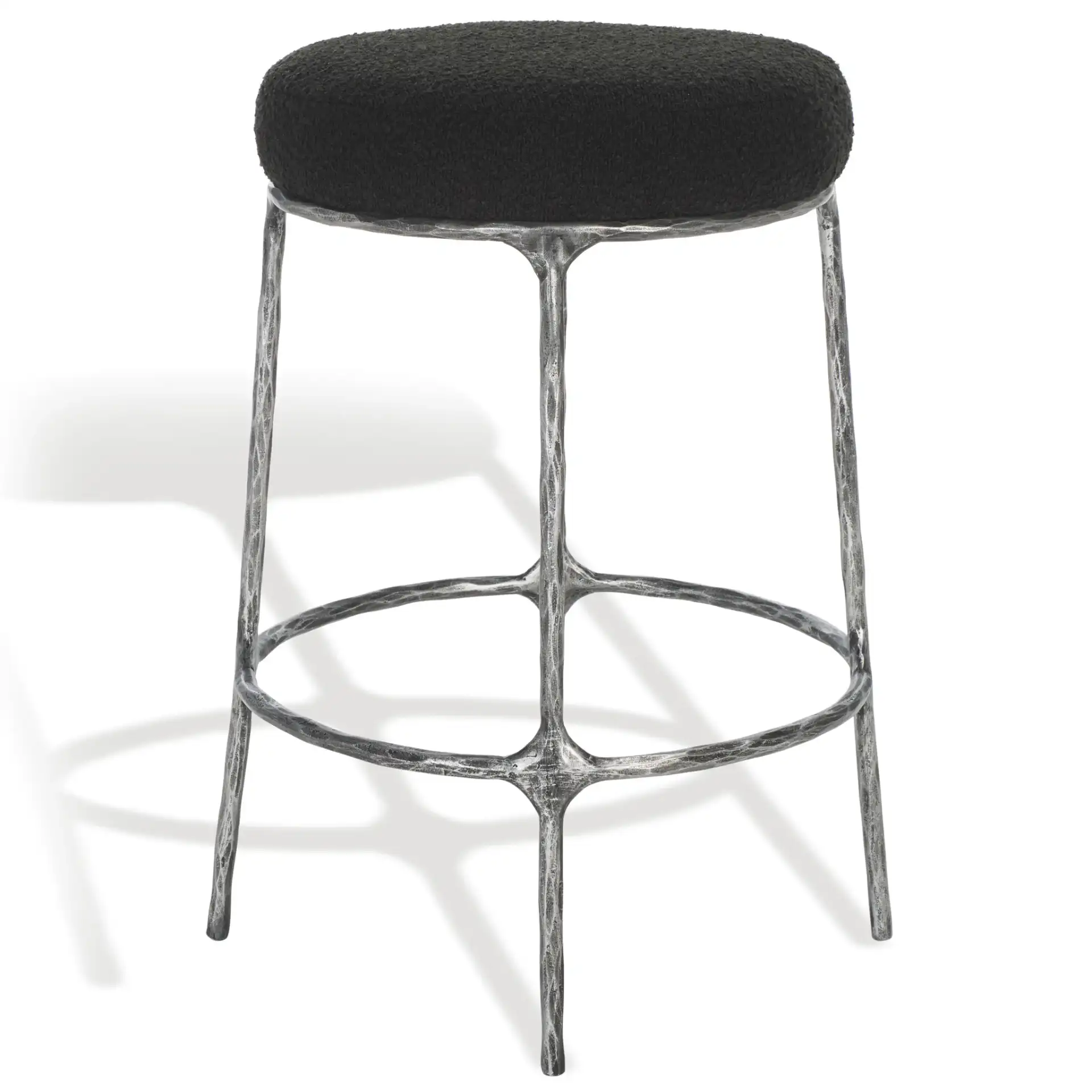 Trumen Boucle Counterstool in Black, detail view