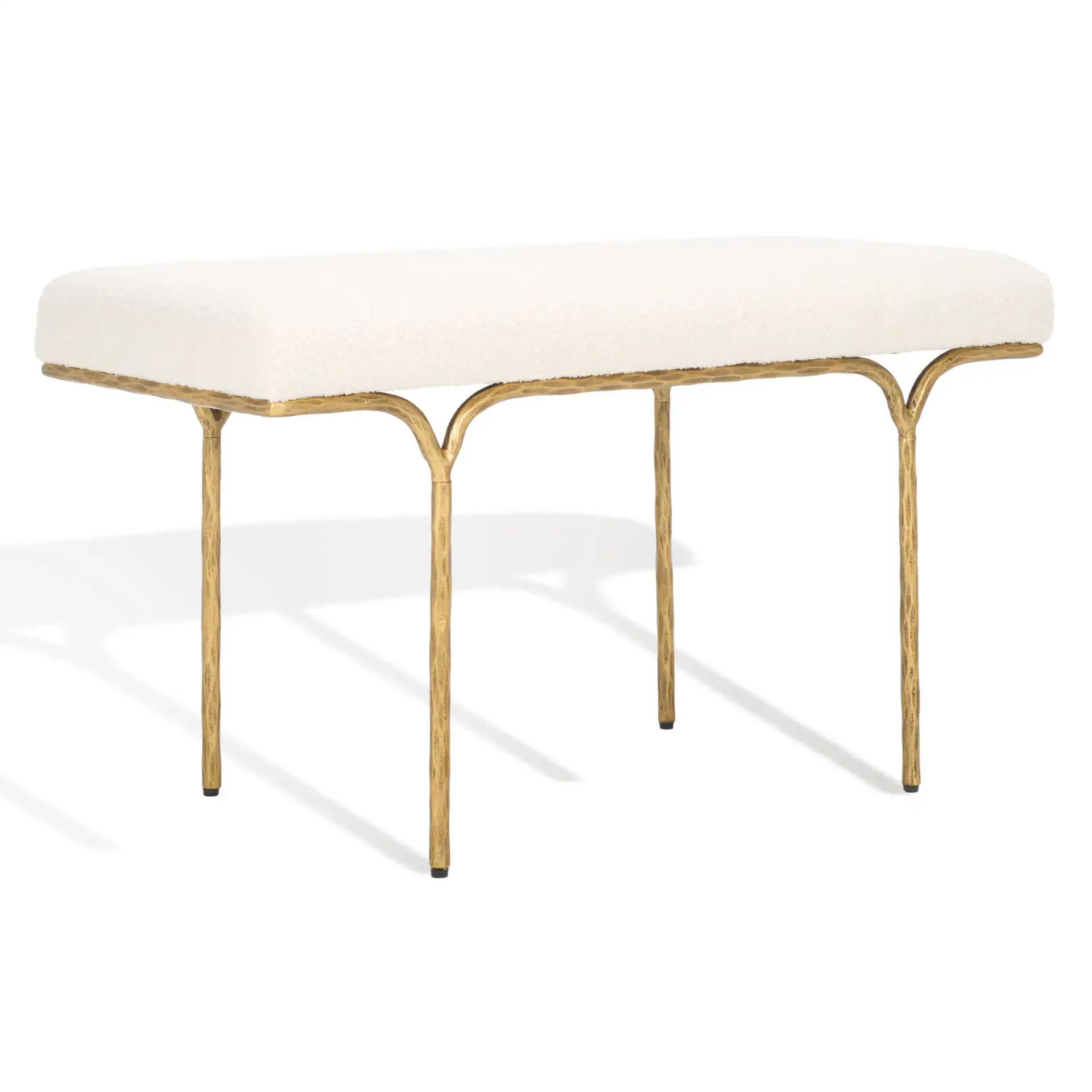 Marvin Boucle 36-Inch Bench in Black / Ivory, detail view