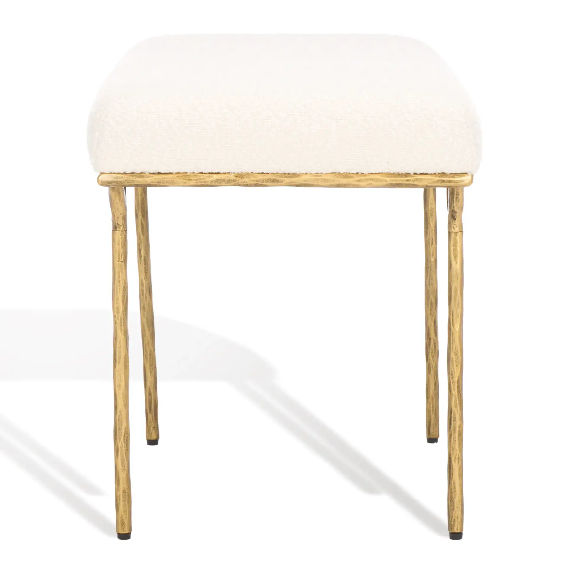 Marvin Boucle 36-Inch Bench in Black / Ivory, detail view