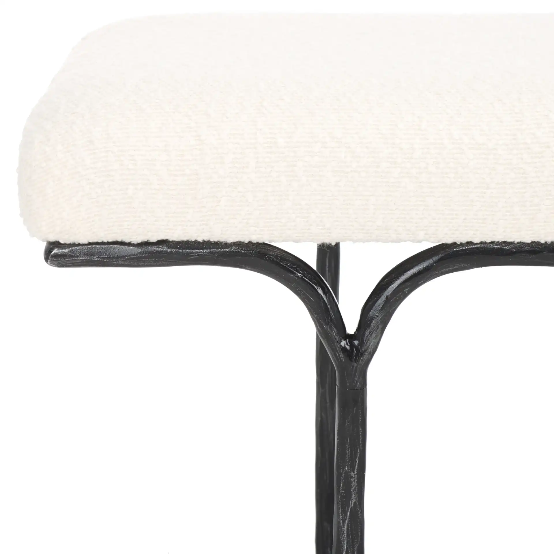 Marvin Boucle 48" Bench in Black / Ivory in a styled room