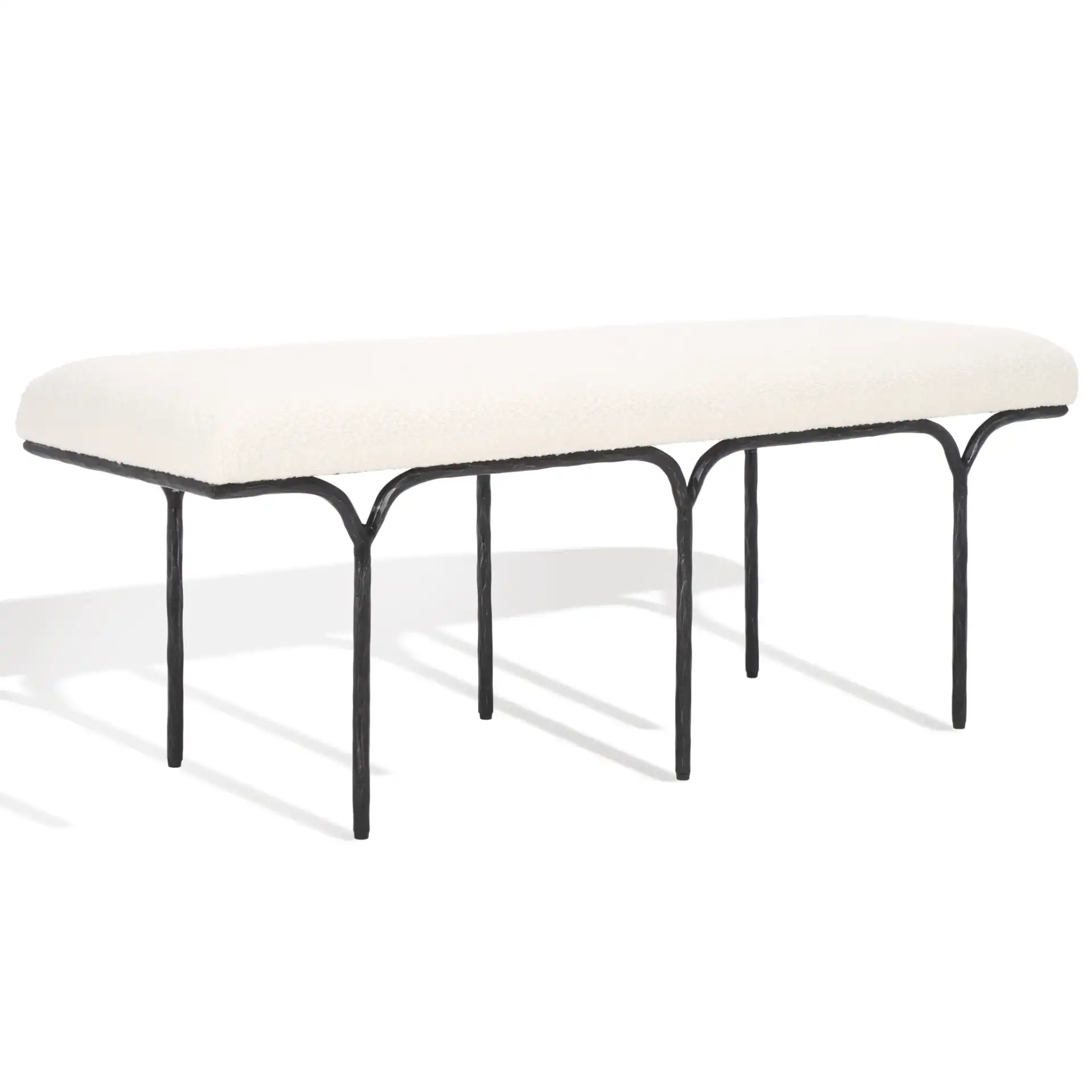 Marvin Boucle 48" Bench in Black / Ivory