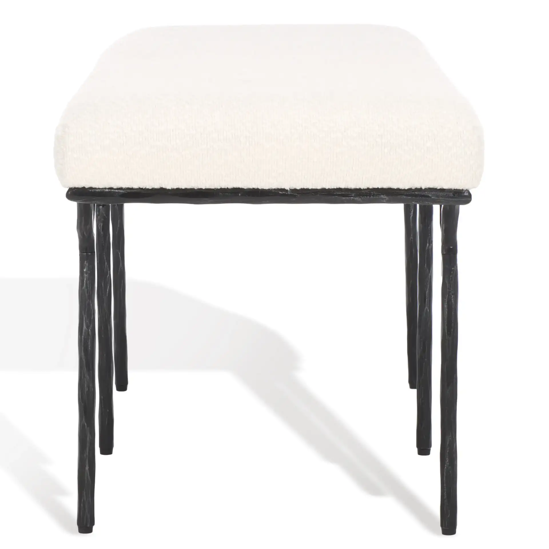 Marvin Boucle 48" Bench in Black / Ivory, detail view