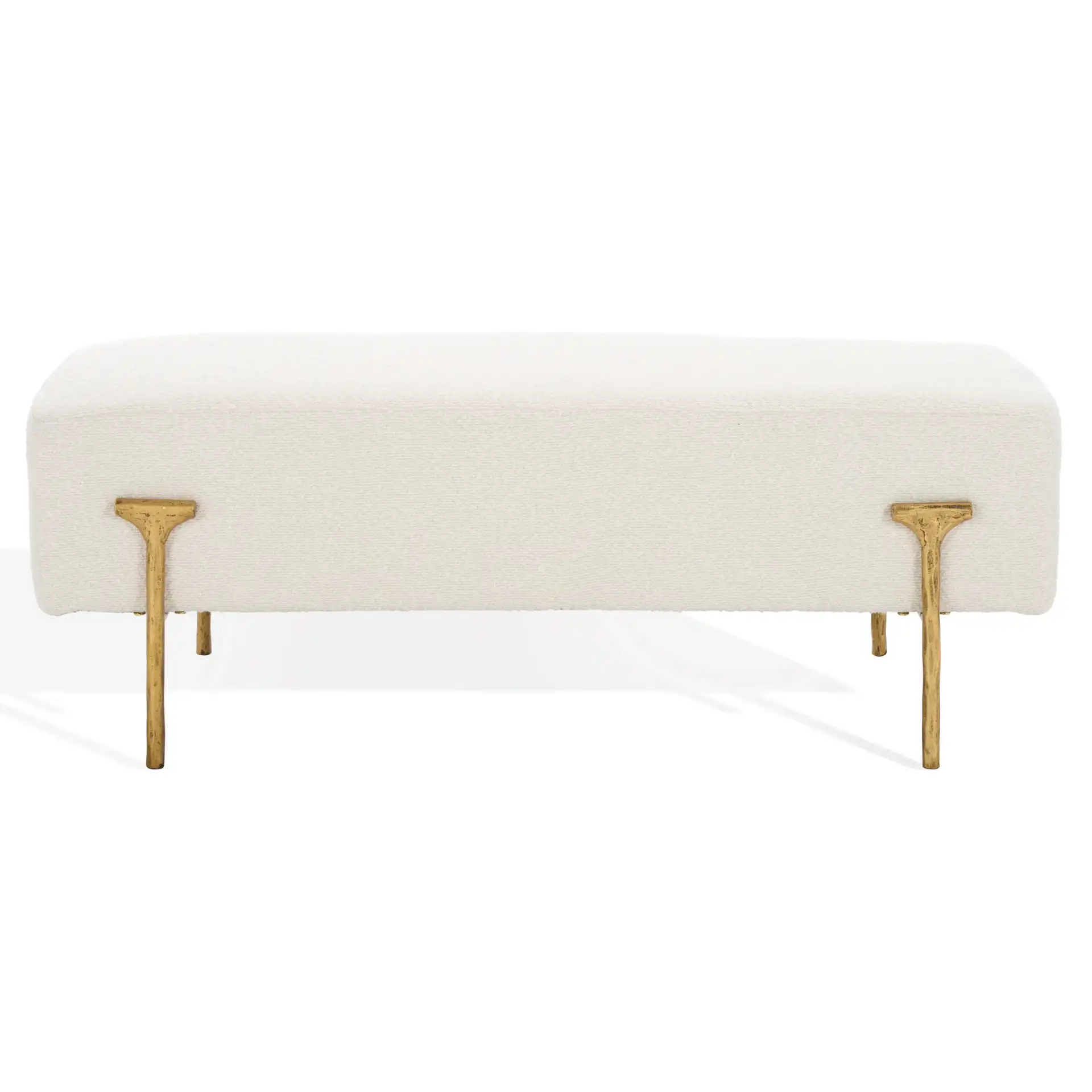 Jessa Boucle Bench in Ivory / Black, detail view