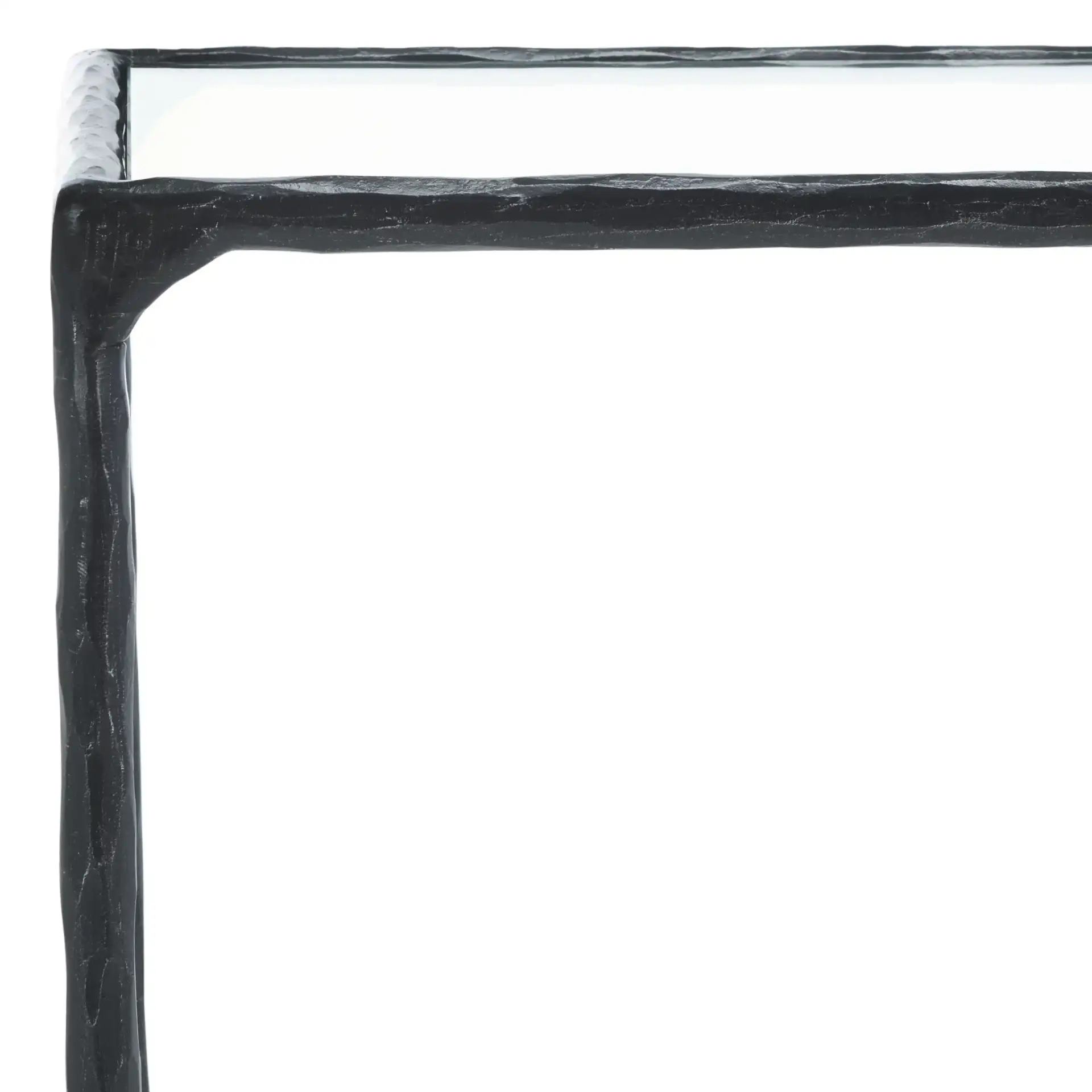 Isabellina Metal Accent Table in Black / Clear in a styled room