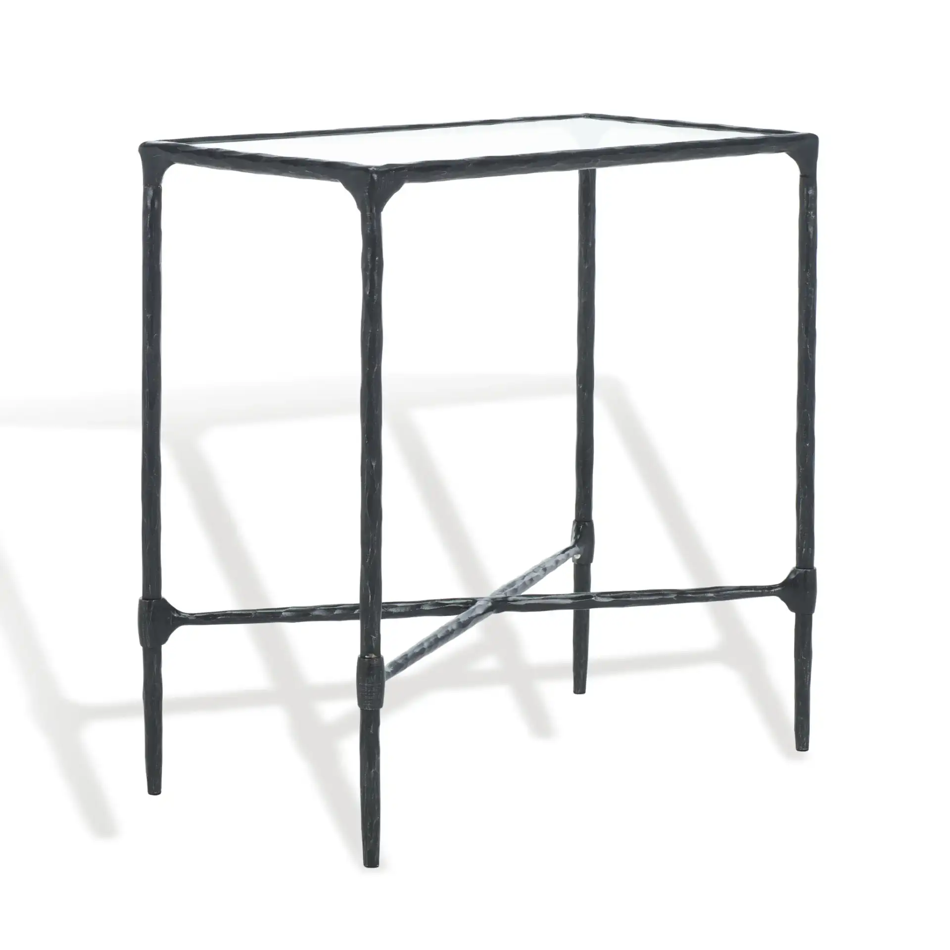 Isabellina Metal Accent Table in Black / Clear, detail view