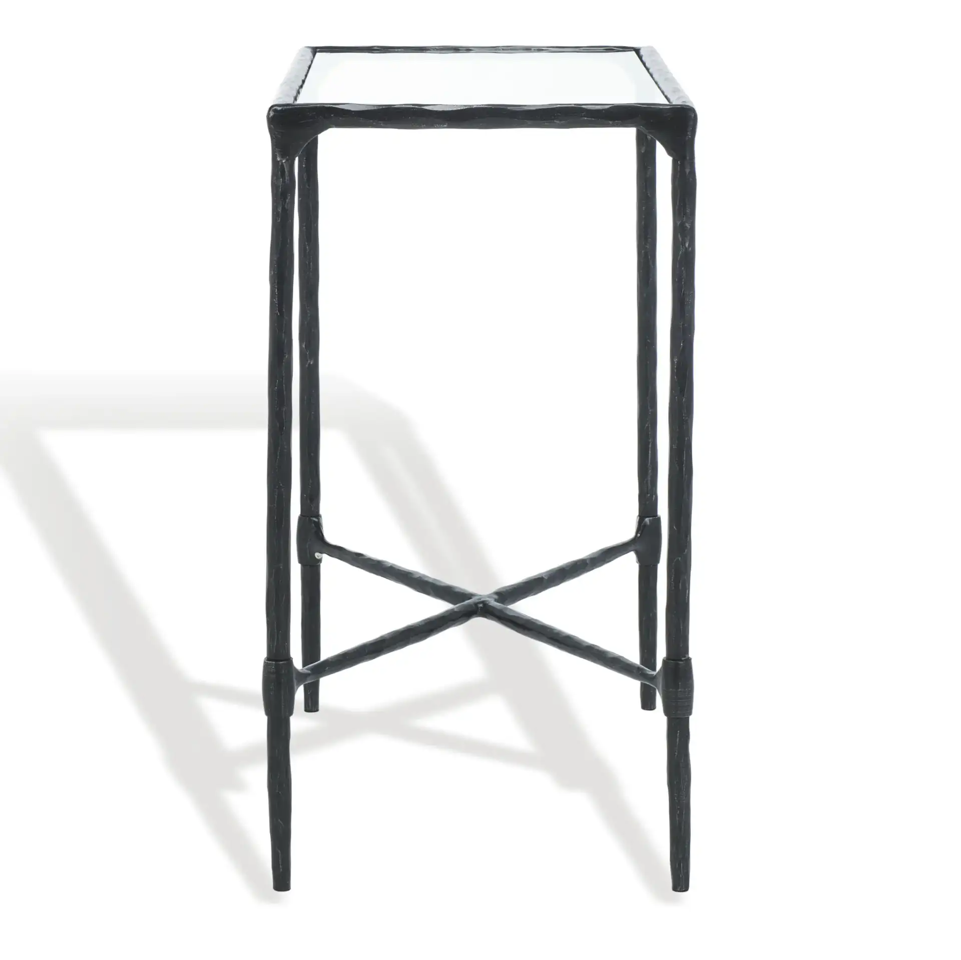 Isabellina Metal Accent Table in Black / Clear, detail view